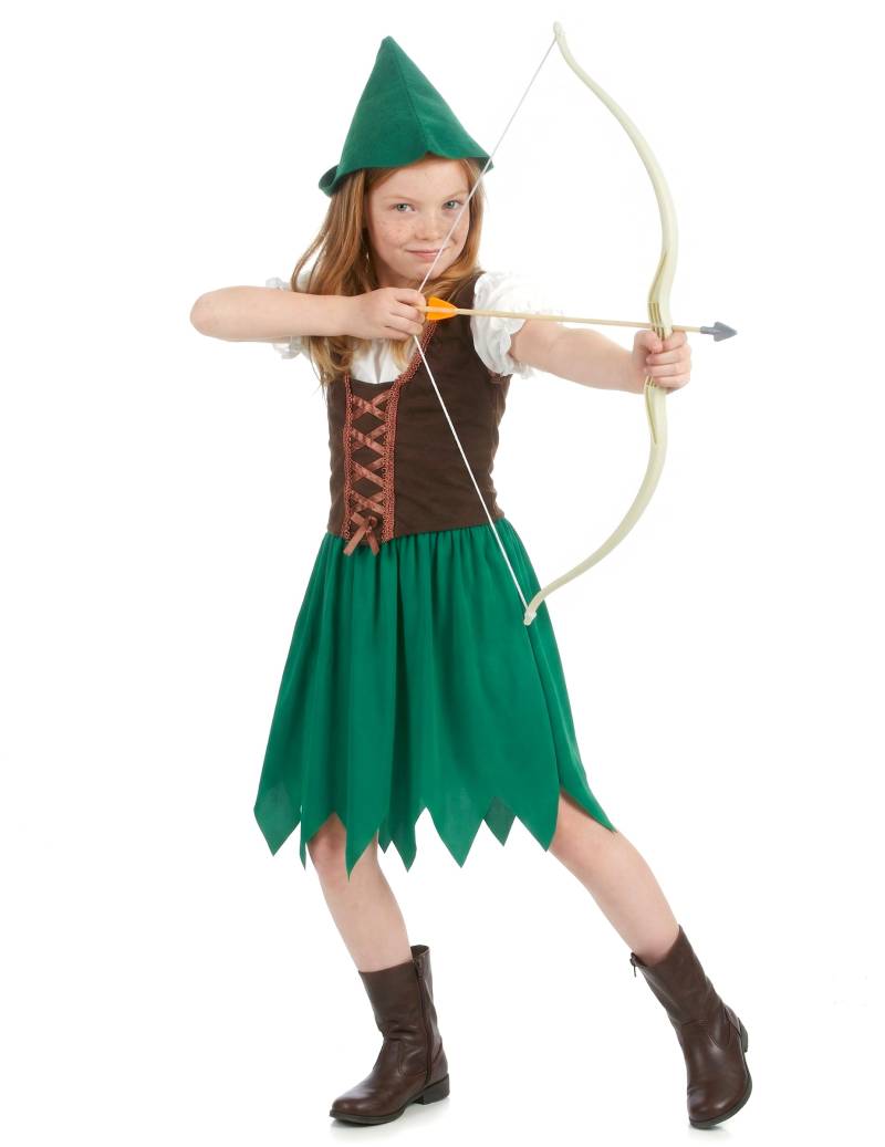 Bogenschützin Waldmädchen Kinder-Kostüm grün-braun von KARNEVAL-MEGASTORE