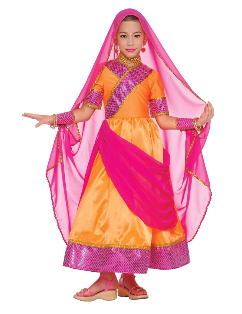 Bollywood Prinzessin Kinderkostüm orange-pink von KARNEVAL-MEGASTORE