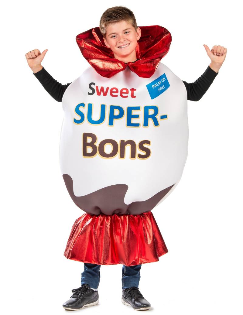 Bonbon Kostüm Kinder weiß-rot von KARNEVAL-MEGASTORE
