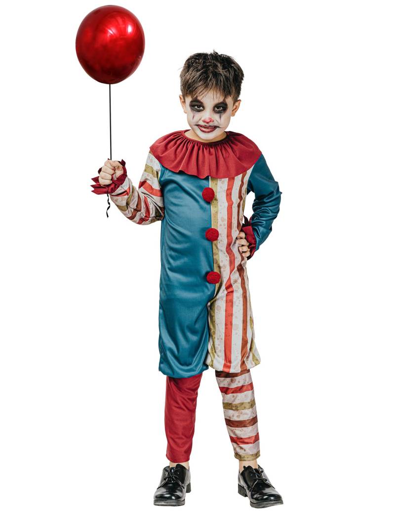 Clown-Kostüm für Kinder Halloween blau-rot von KARNEVAL-MEGASTORE