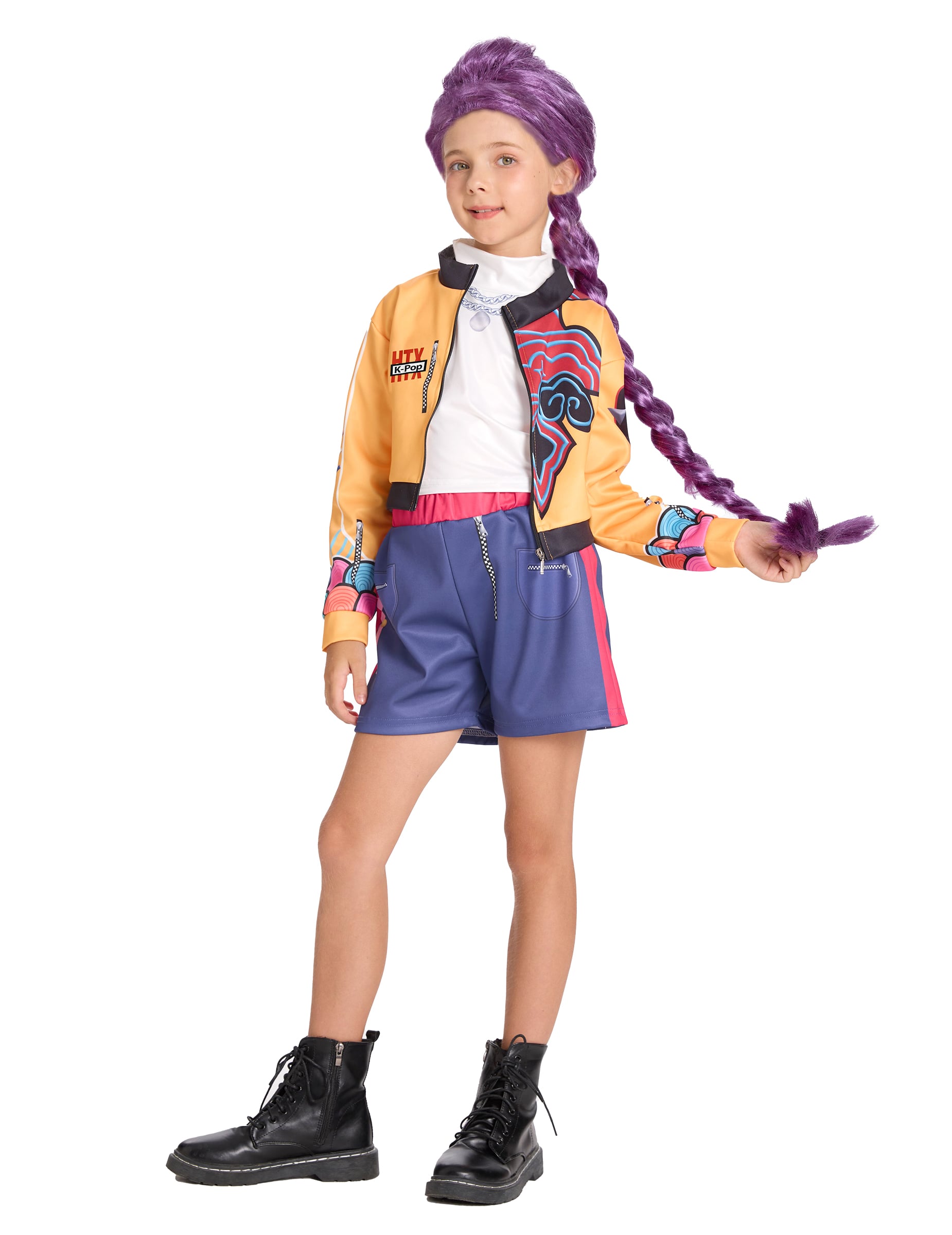 Dämonenjägerin Kostüm Mädchen Kpop kurzer Anzug von KARNEVAL-MEGASTORE