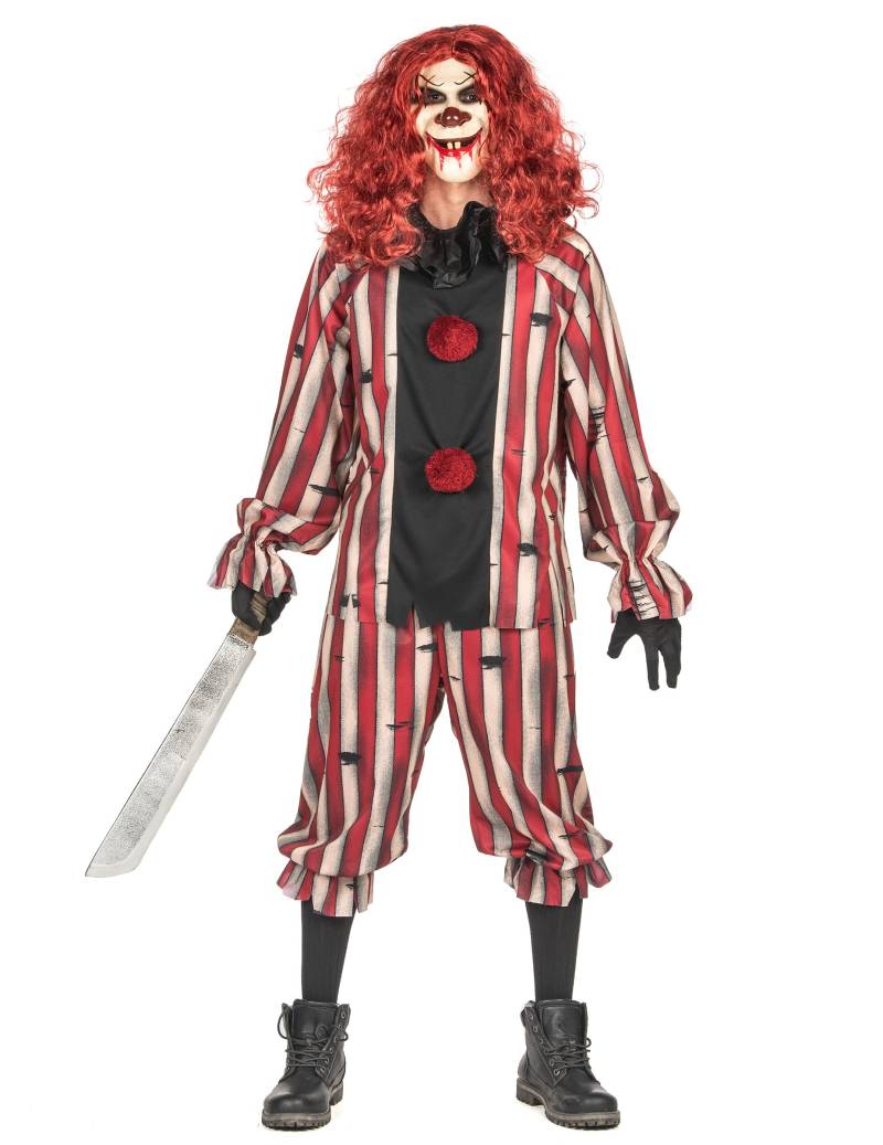 Dämonisches Clown-Kostüm für Herren Halloween-Kostüm rot-grau Dämonisches Clown-Kostüm für Herren Halloween-Kostüm rot-grau von KARNEVAL-MEGASTORE