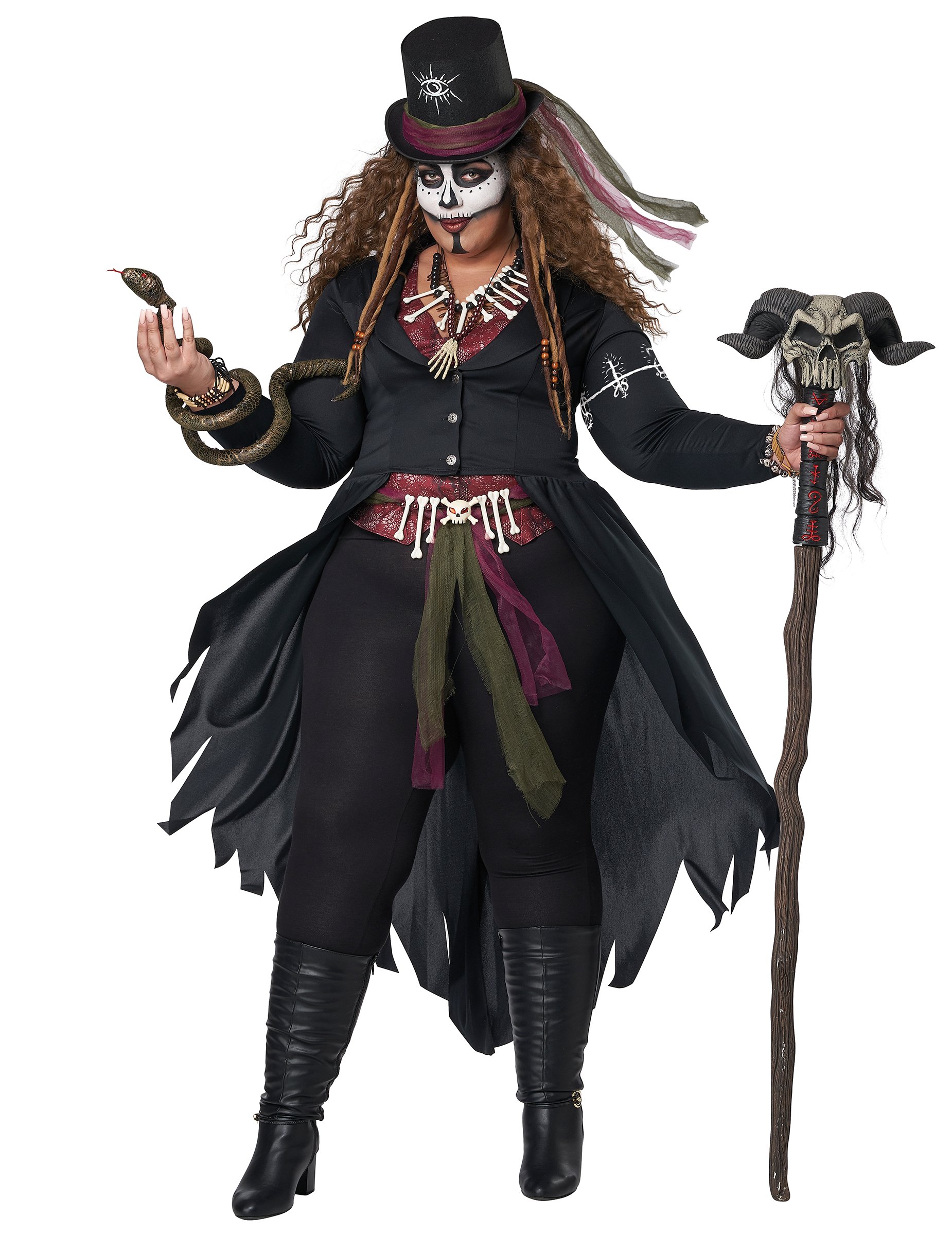 Damen Plus Size Voodoo Magierin Kostüm von KARNEVAL-MEGASTORE