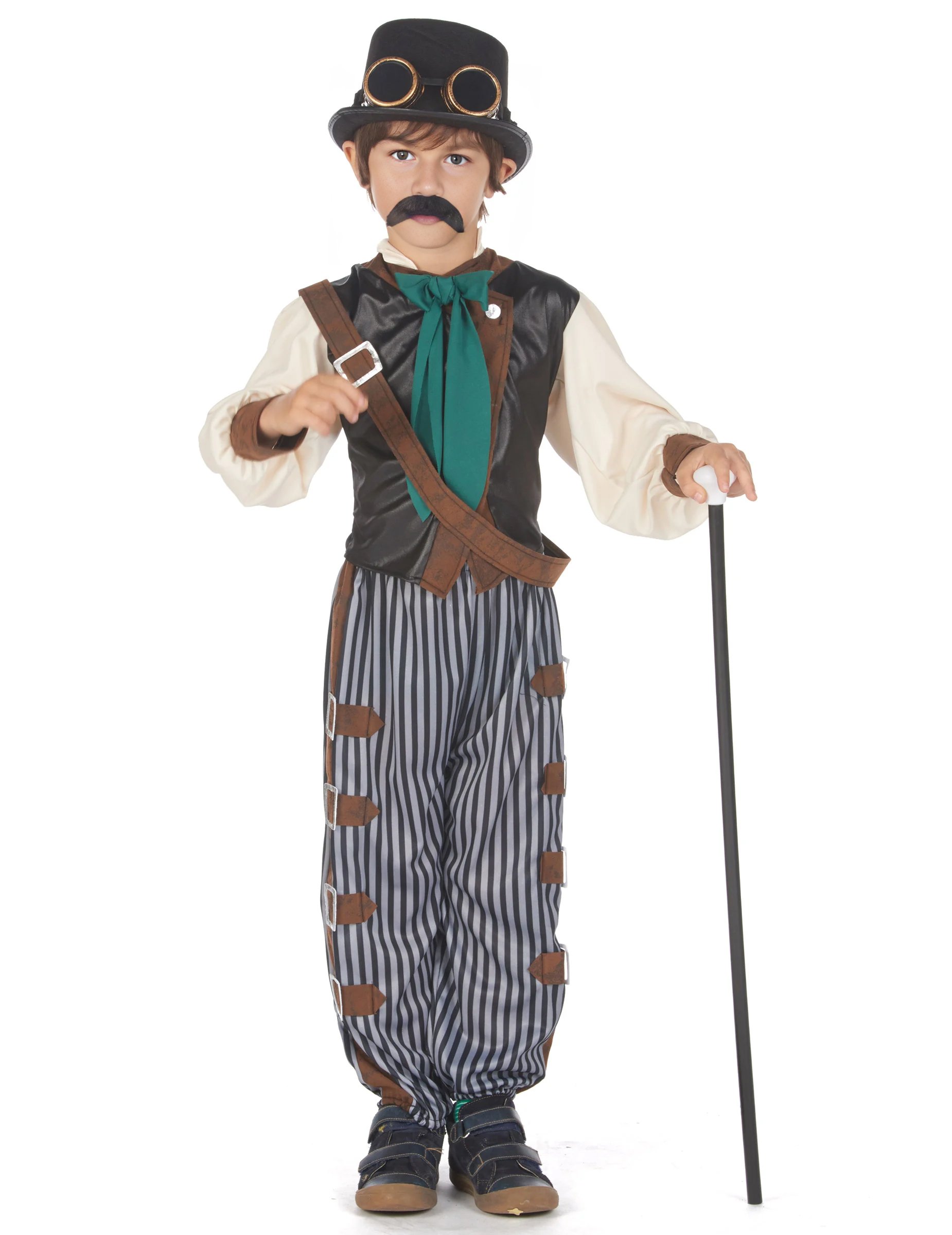 Dandy-Kostüm für Jungen Steampunk Faschingskostüm grau-weiss-braun von KARNEVAL-MEGASTORE