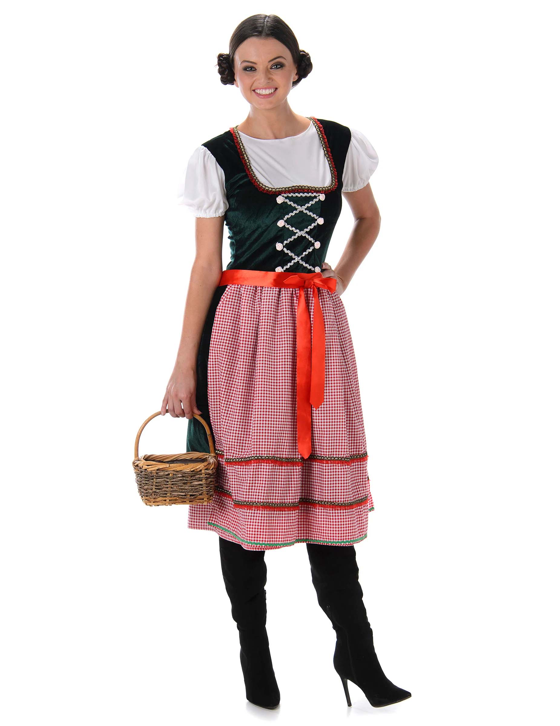 Dirndl Damenkostüm Übergröße grün-rot Dirndl Damenkostüm Übergröße grün-rot von KARNEVAL-MEGASTORE