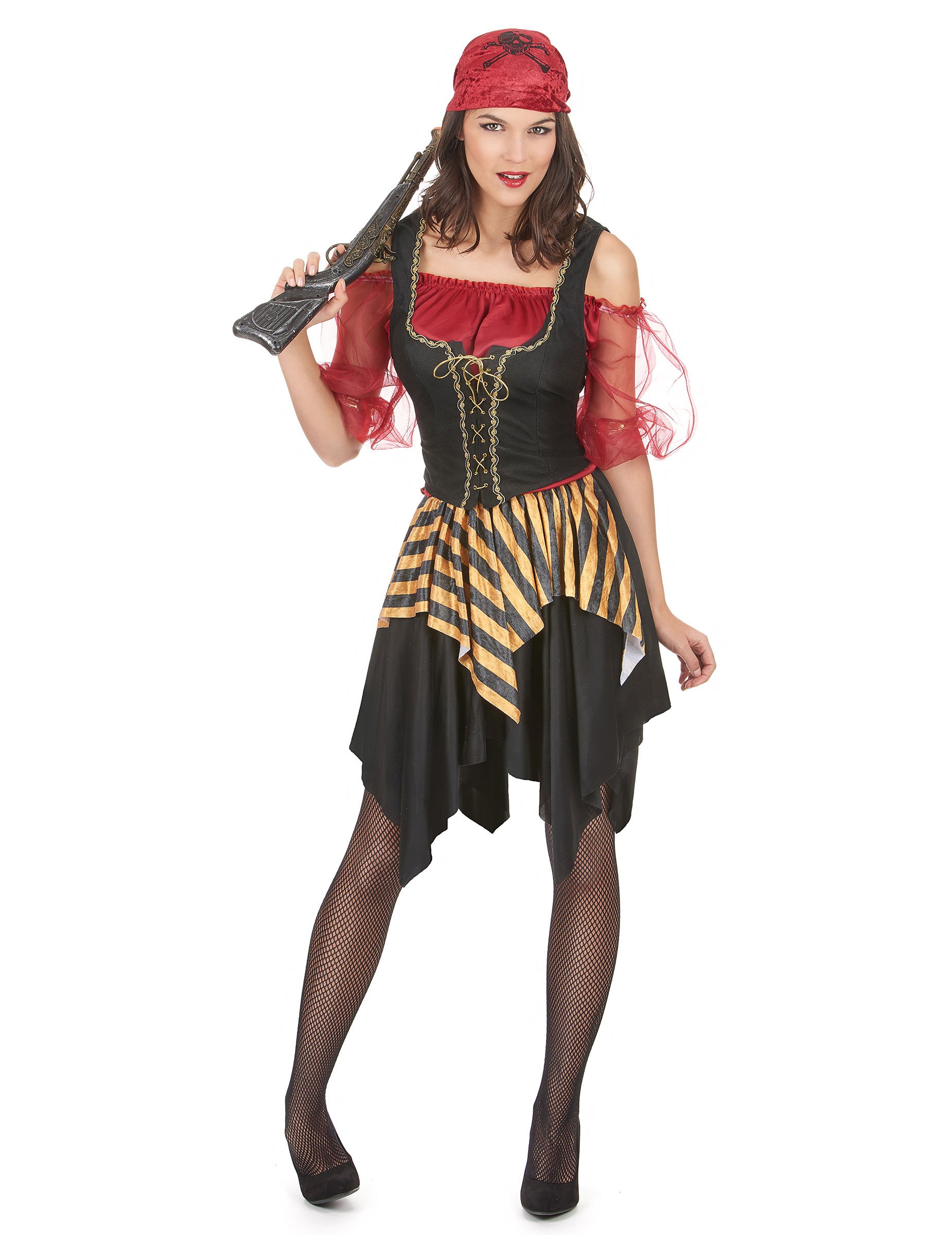 Edle Piratin Damenkostüm rot-schwarz-gold Edle Piratin Damenkostüm rot-schwarz-gold von KARNEVAL-MEGASTORE