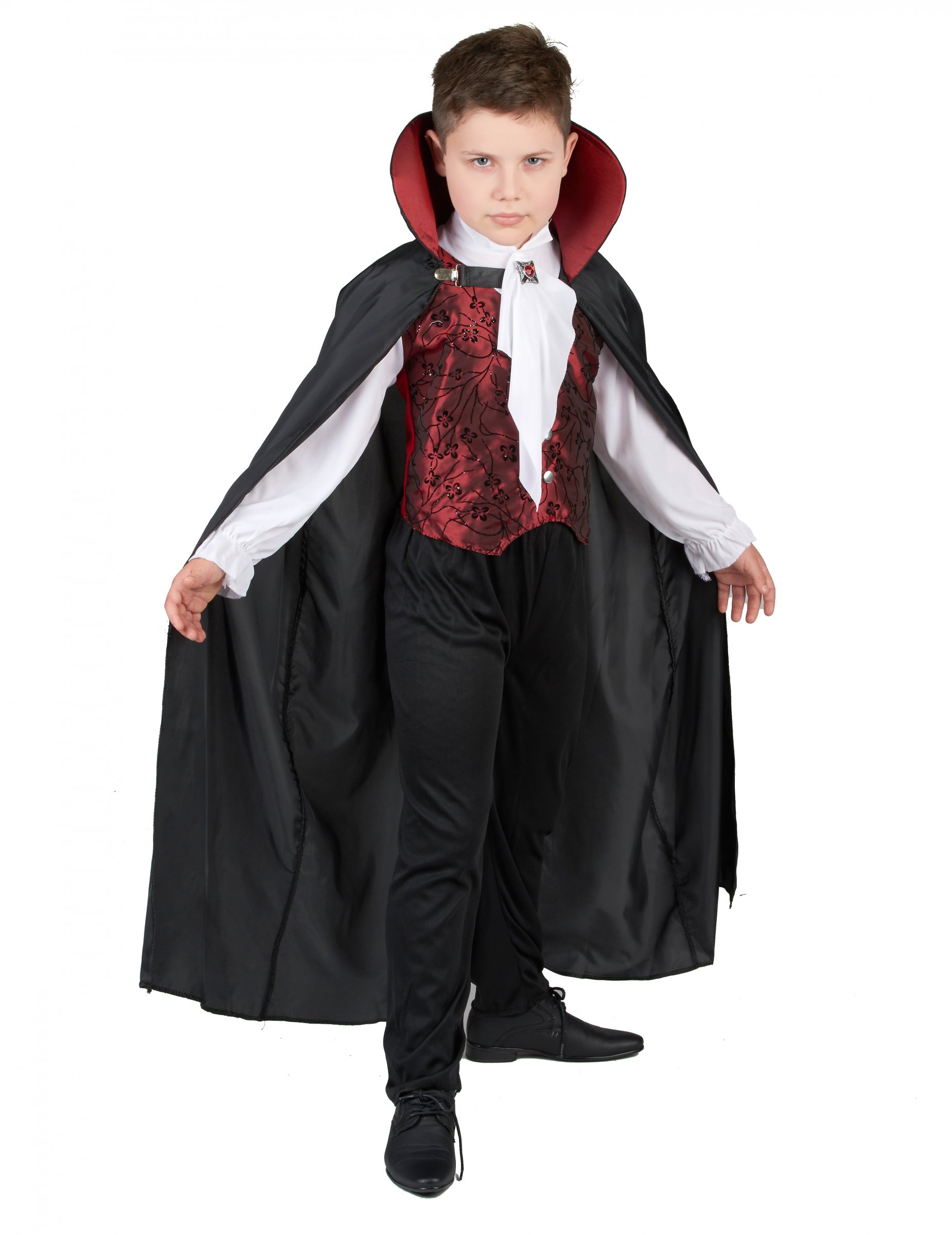 Elegantes Vampir-Kostüm für Jungen Halloweenkostüm schwarz-rot-weiss Elegantes Vampir-Kostüm für Jungen Halloweenkostüm schwarz-rot-weiss von KARNEVAL-MEGASTORE