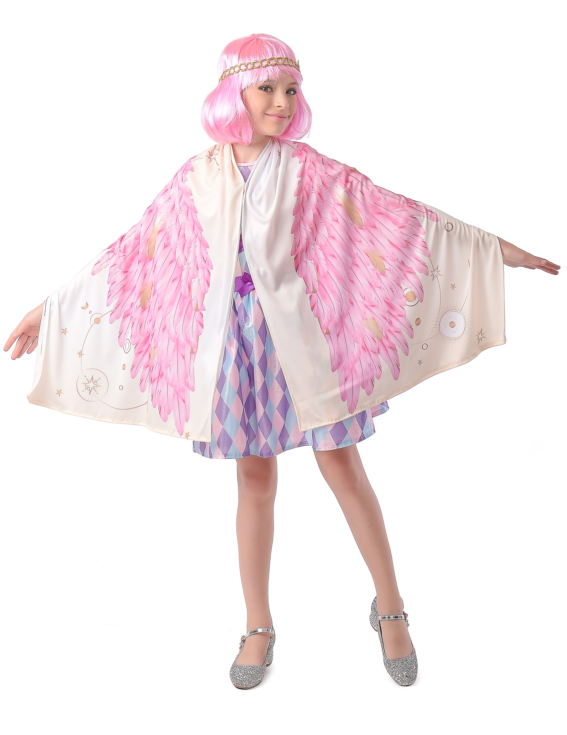 Flamingo-Flügel Engel-Umhang für Kinder rosa von KARNEVAL-MEGASTORE