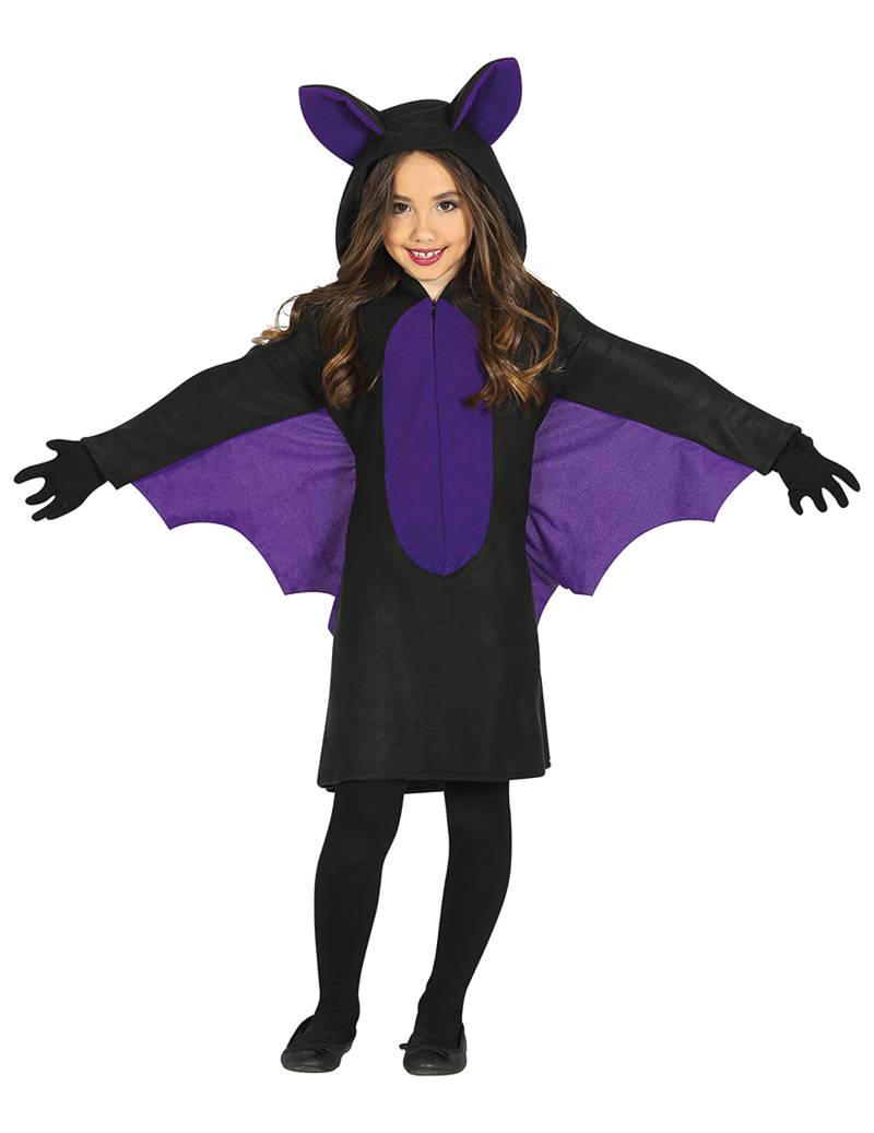 Fledermaus-Kostüm für Kinder Halloween schwarz-violett von KARNEVAL-MEGASTORE