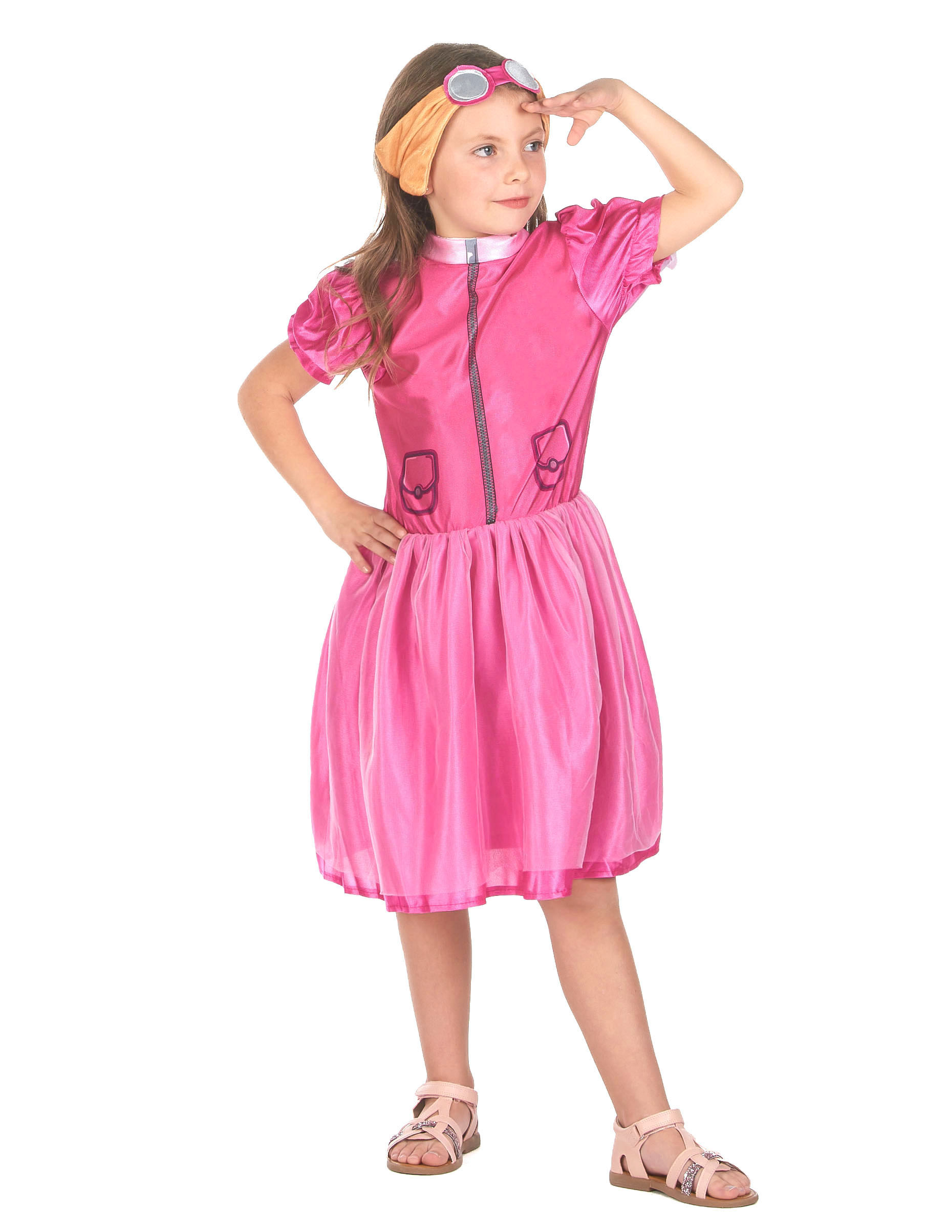 Fliegerhund Kostüm für Mädchen Rosa von KARNEVAL-MEGASTORE