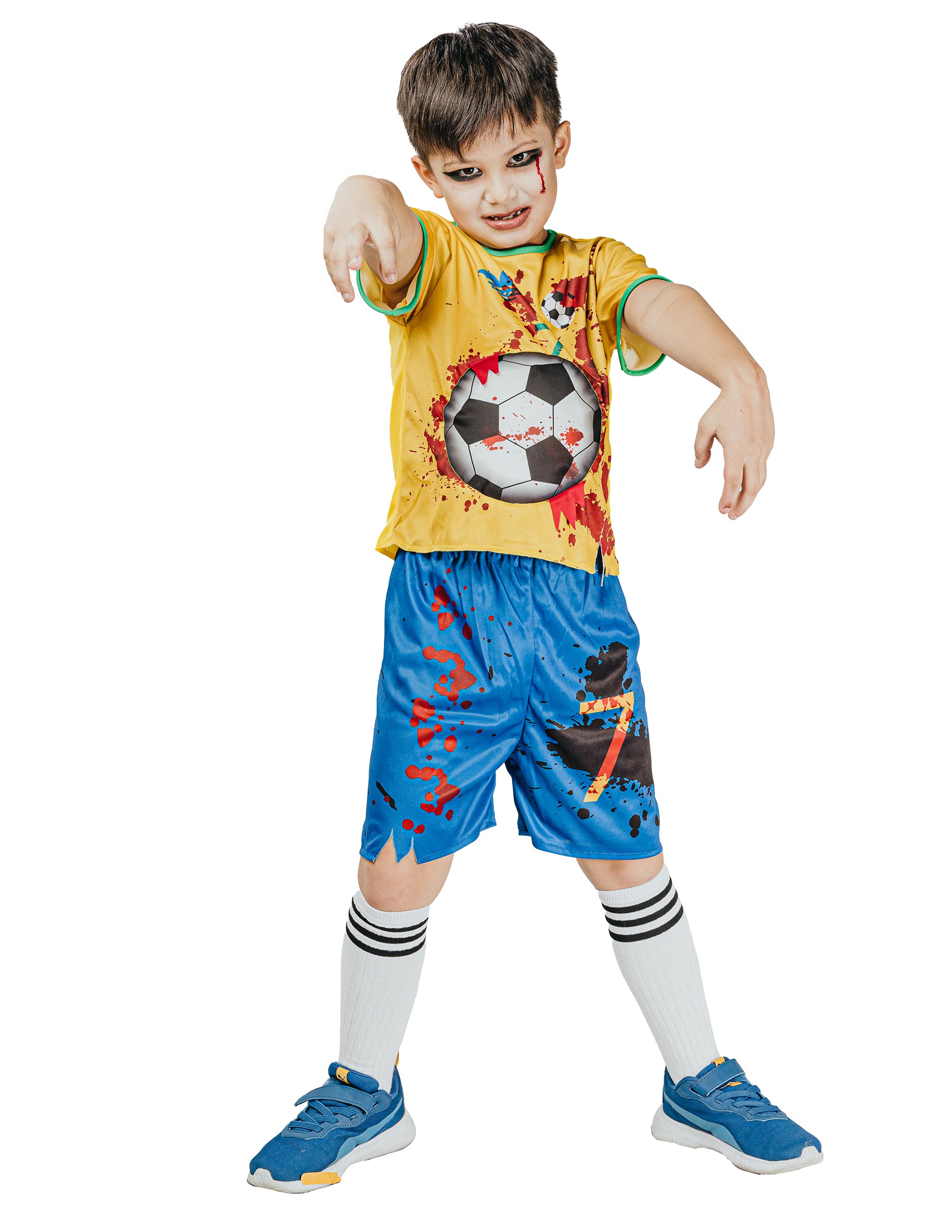 Fußballer-Zombie-Kostüm für Kinder 2-teilig Halloween gelb-blau Fußballer-Zombie-Kostüm für Kinder 2-teilig Halloween gelb-blau von KARNEVAL-MEGASTORE