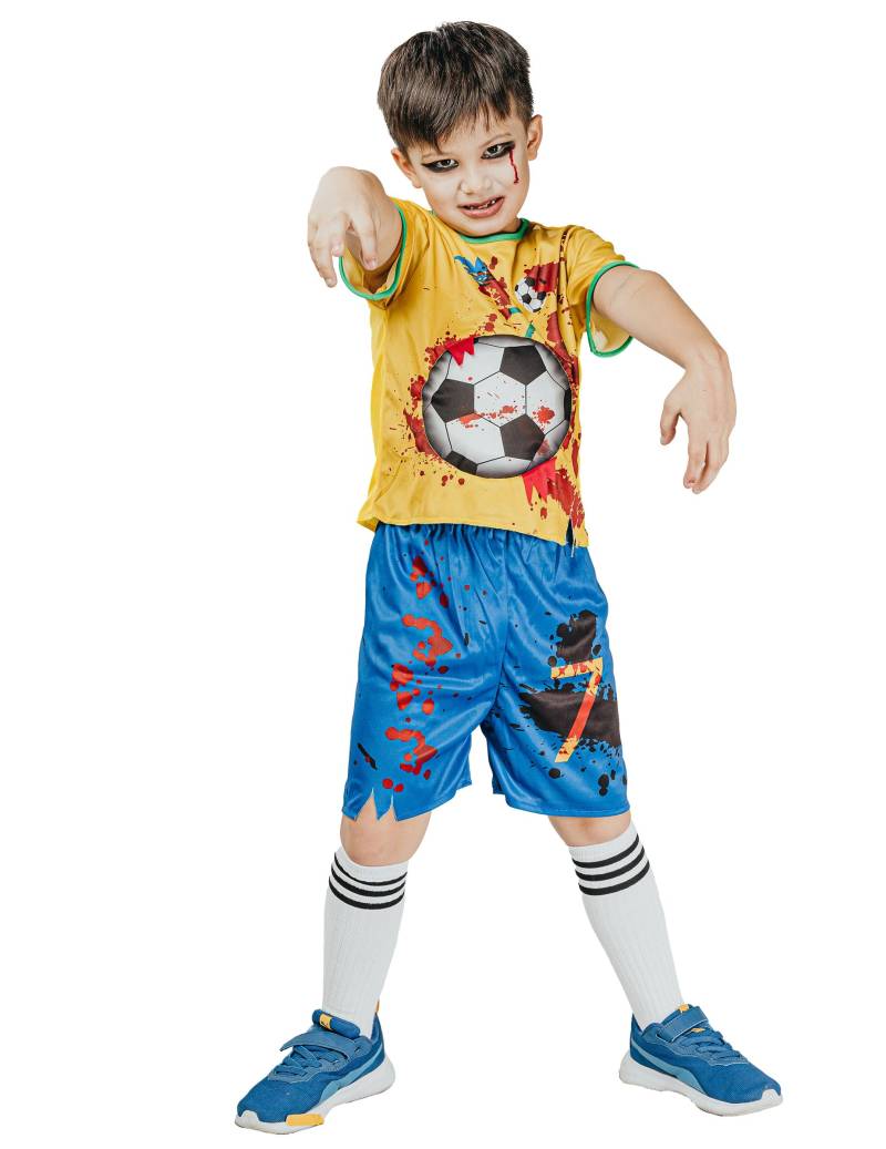 Fußballer-Zombie-Kostüm für Kinder 2-teilig Halloween gelb-blau von KARNEVAL-MEGASTORE