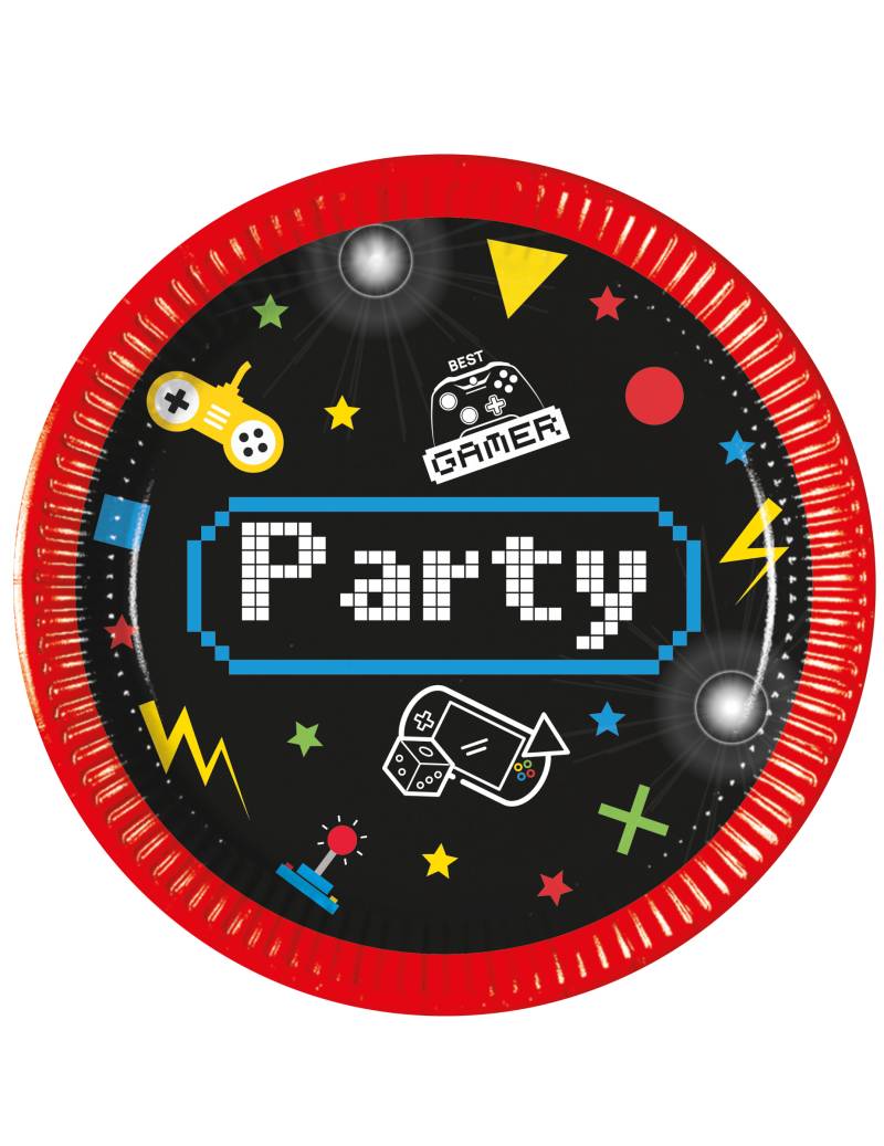 Gaming Party, Pappteller, 8 Stück - 20cm von KARNEVAL-MEGASTORE