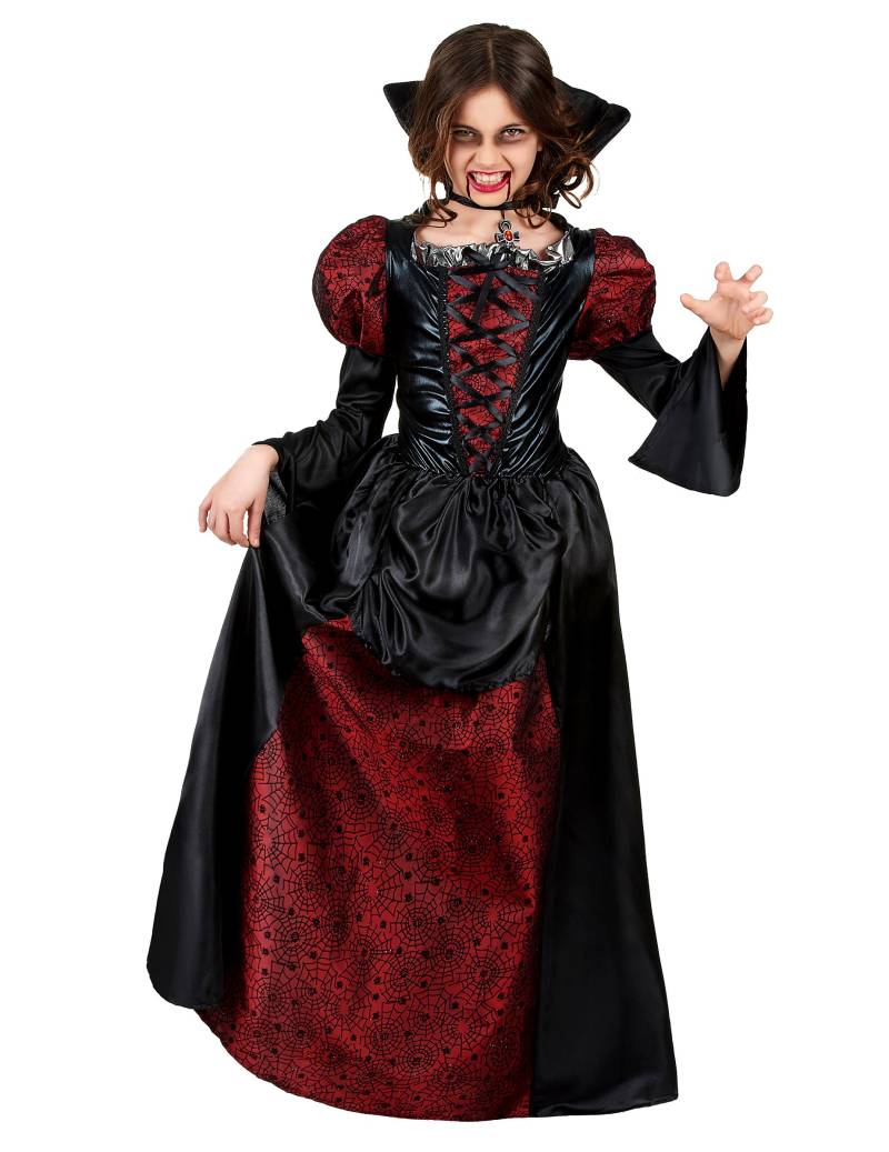 Gefährliche Vampirin Halloween-Kinderkostüm rot-schwarz von KARNEVAL-MEGASTORE