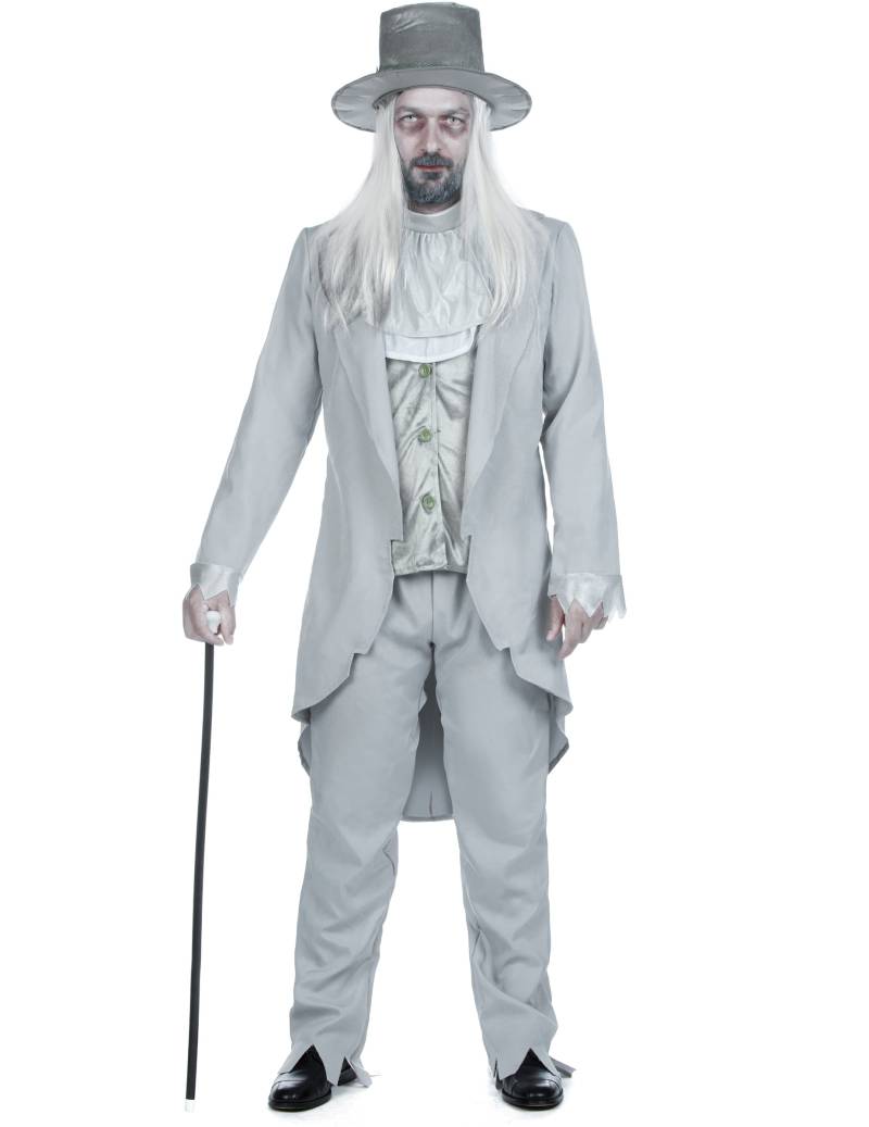 Geister-Bräutigamkostüm für Herren Halloween-Kostüm hellgrau von KARNEVAL-MEGASTORE