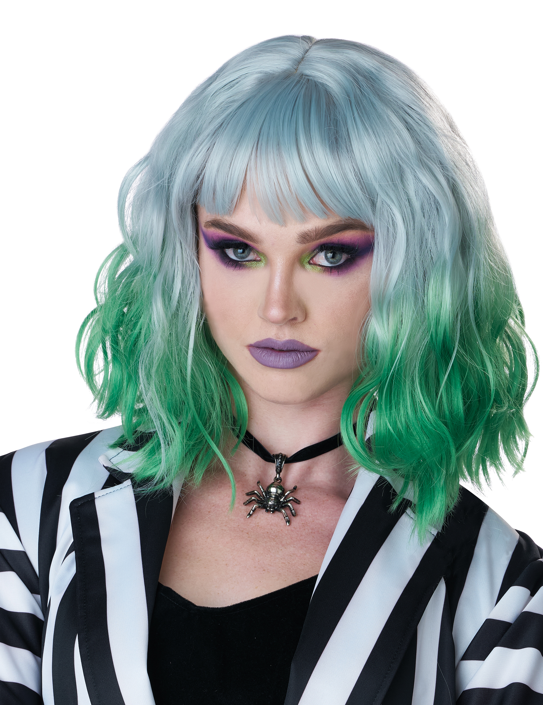 Geister-Perücke in grau/grün, Damen von KARNEVAL-MEGASTORE