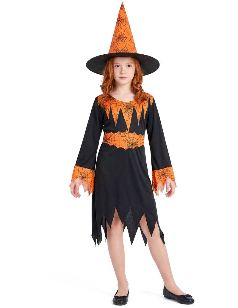Gewitzte Hexe Halloween-Kinderkostüm schwarz-orange Gewitzte Hexe Halloween-Kinderkostüm schwarz-orange von KARNEVAL-MEGASTORE