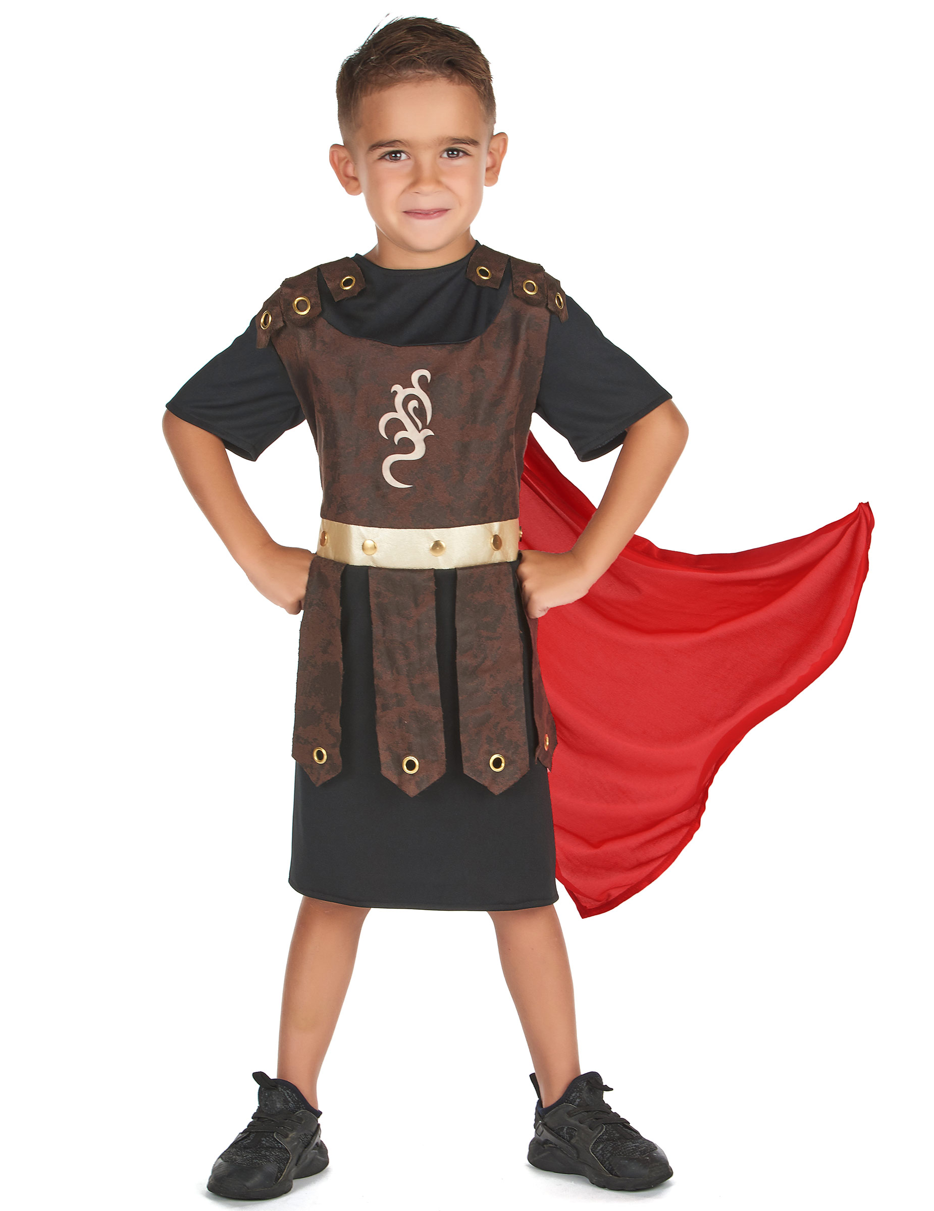 Gladiator-Kostüm für Kinder Faschingskostüm braun-schwarz-rot von KARNEVAL-MEGASTORE