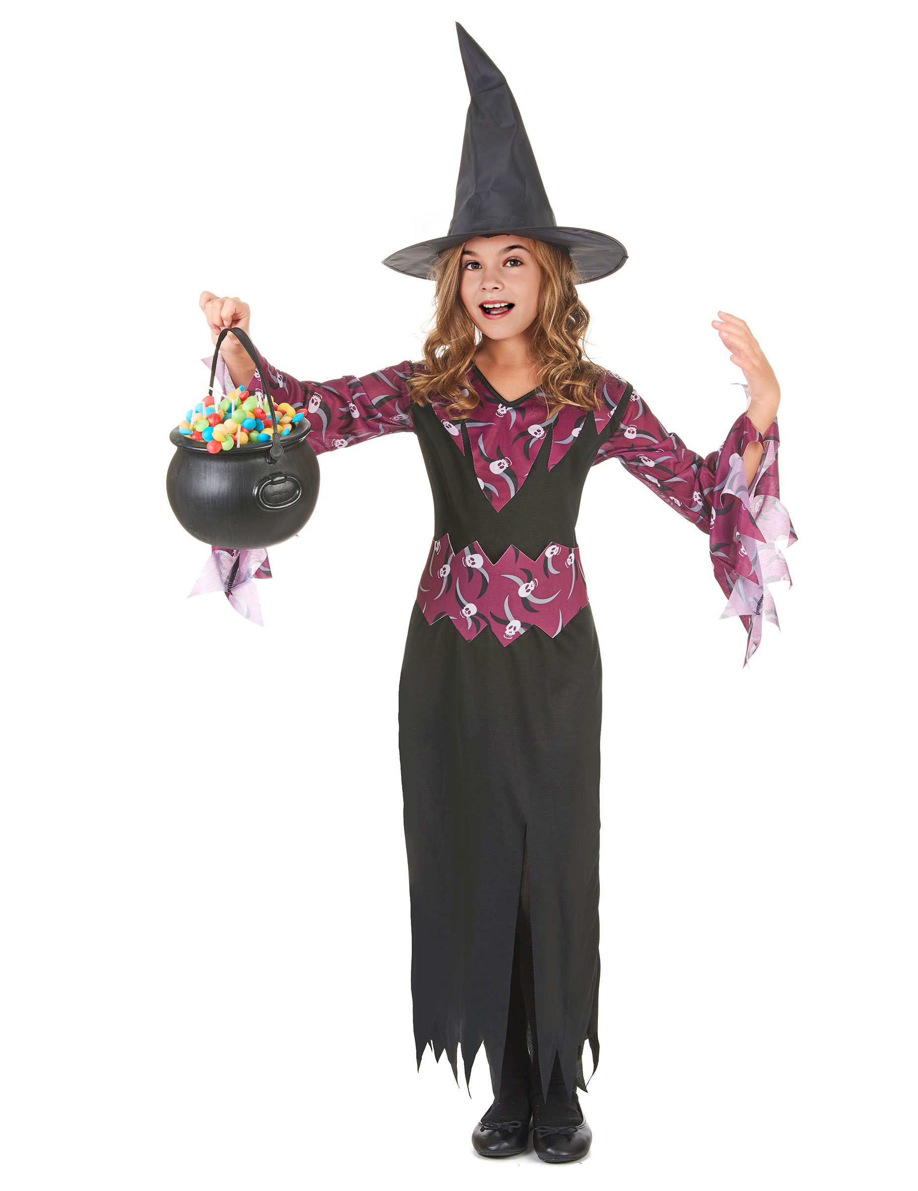 Gothic-Hexe Kinderkostüm schwarz-lila von KARNEVAL-MEGASTORE