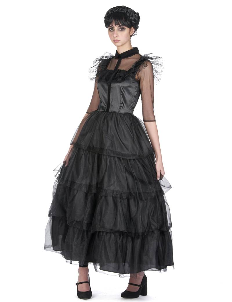 Gothic-Kleid für Damen 2-teilig schwarz von KARNEVAL-MEGASTORE
