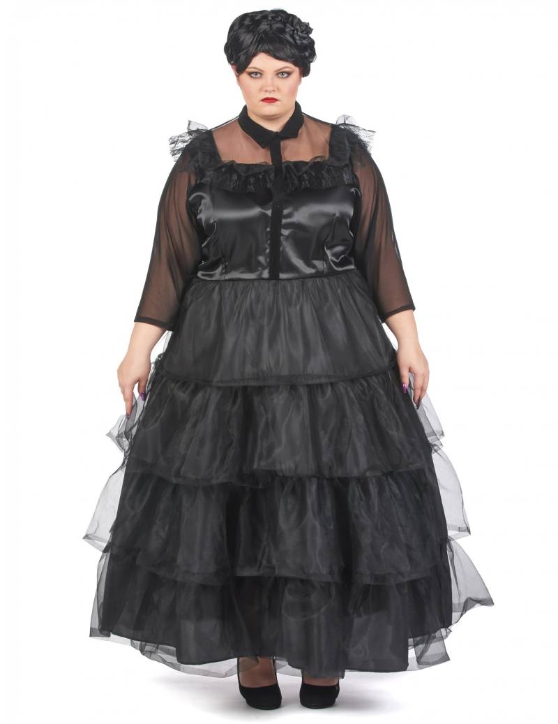 Gothic-Kleid für Damen Plus Size schwarz von KARNEVAL-MEGASTORE