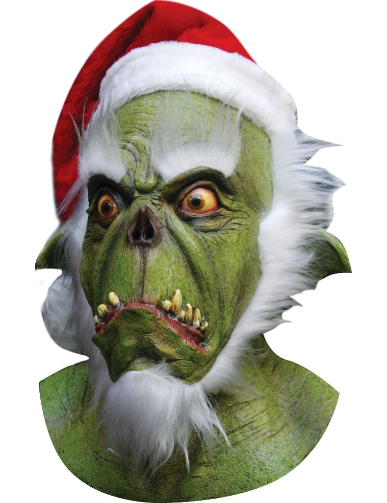 Grüne Weihnachtsmann Maske für Erwachsene von KARNEVAL-MEGASTORE
