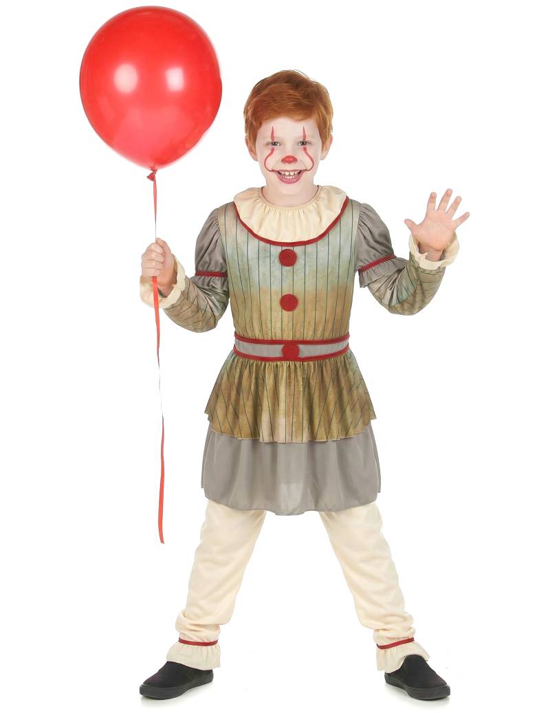 Halloween-Clown-Kostüm für Kinder grau-beige-rot Halloween-Clown-Kostüm für Kinder grau-beige-rot von KARNEVAL-MEGASTORE