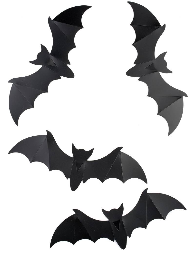 Halloween Dekoration Fledermäuse 12 Stück schwarz 15cm von KARNEVAL-MEGASTORE