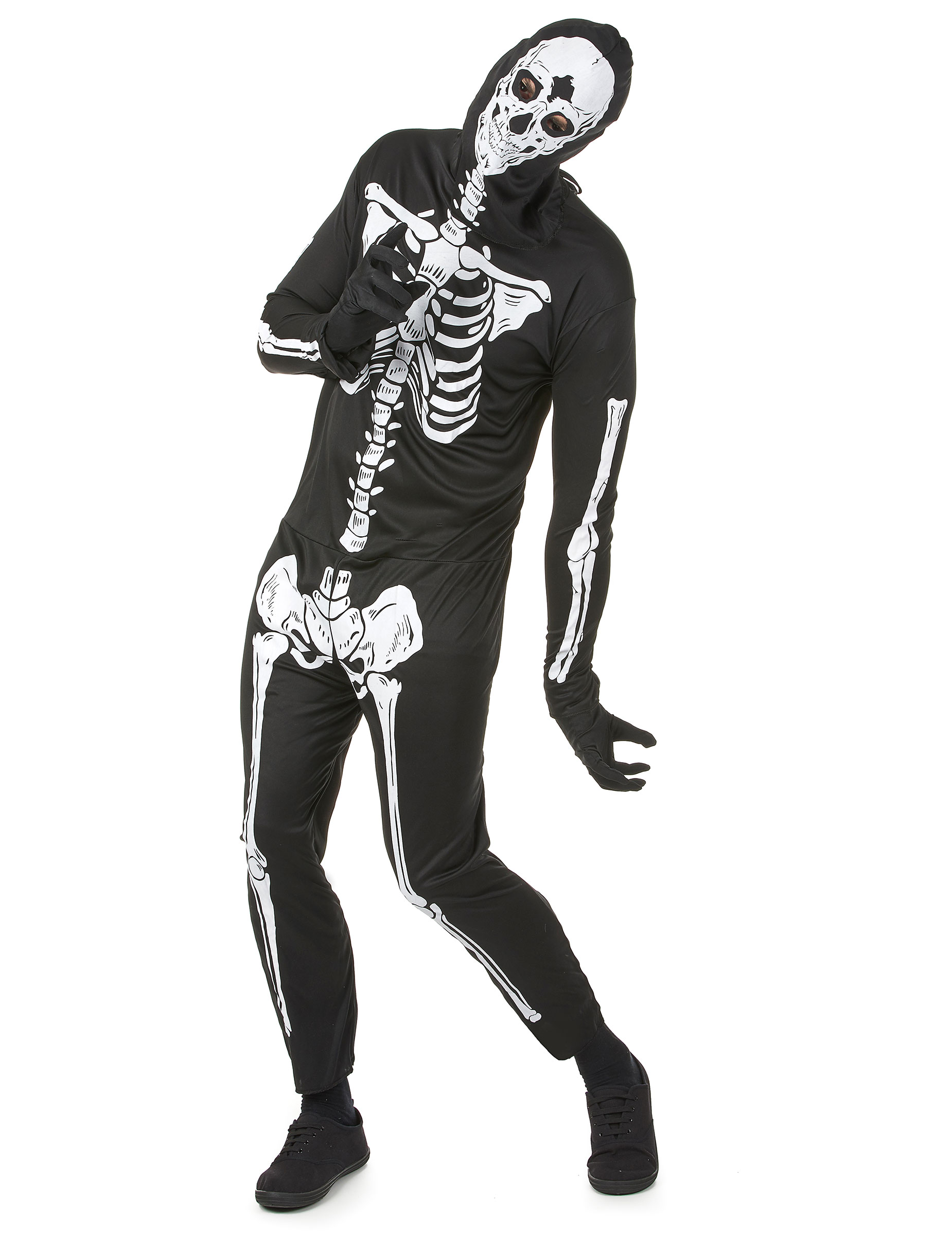 Halloween Skelettkostüm für Herren schwarz-weiss von KARNEVAL-MEGASTORE