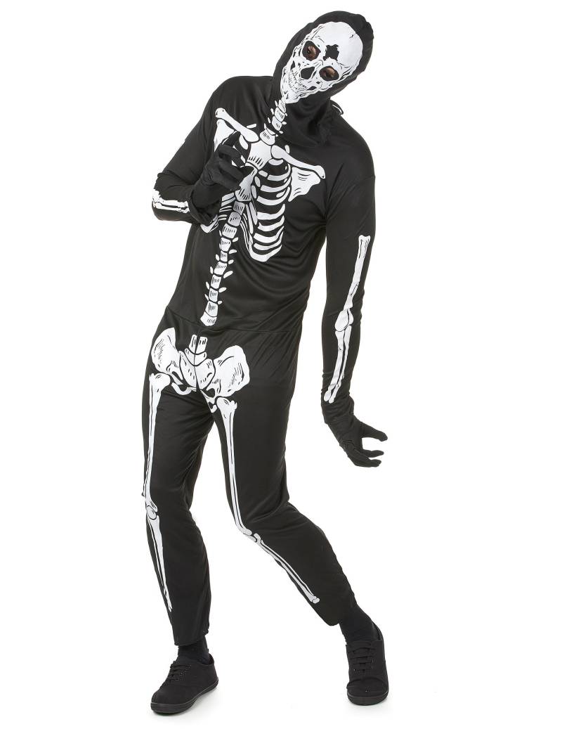 Halloween Skelettkostüm für Herren schwarz-weiss von KARNEVAL-MEGASTORE