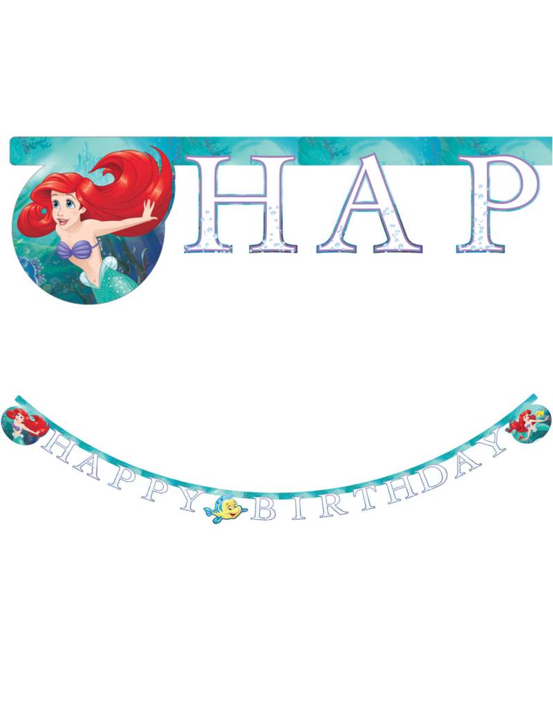 Happy Birthday Ariel-Girlande 200 cm von KARNEVAL-MEGASTORE