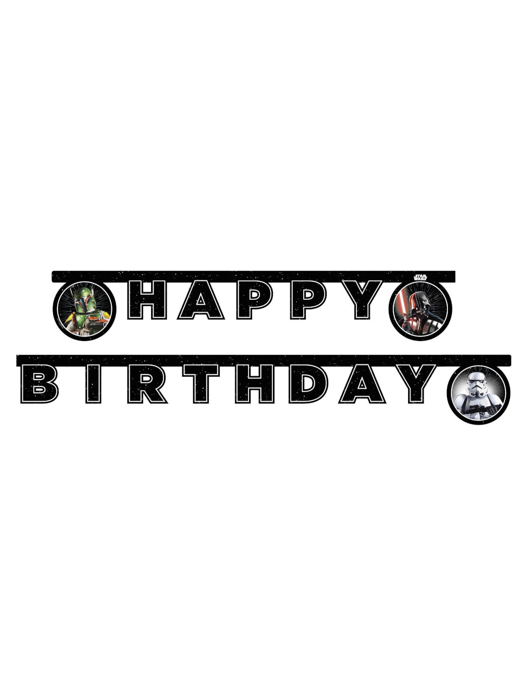 Happy Birthday Pappgirlande 2m, Star Wars von KARNEVAL-MEGASTORE