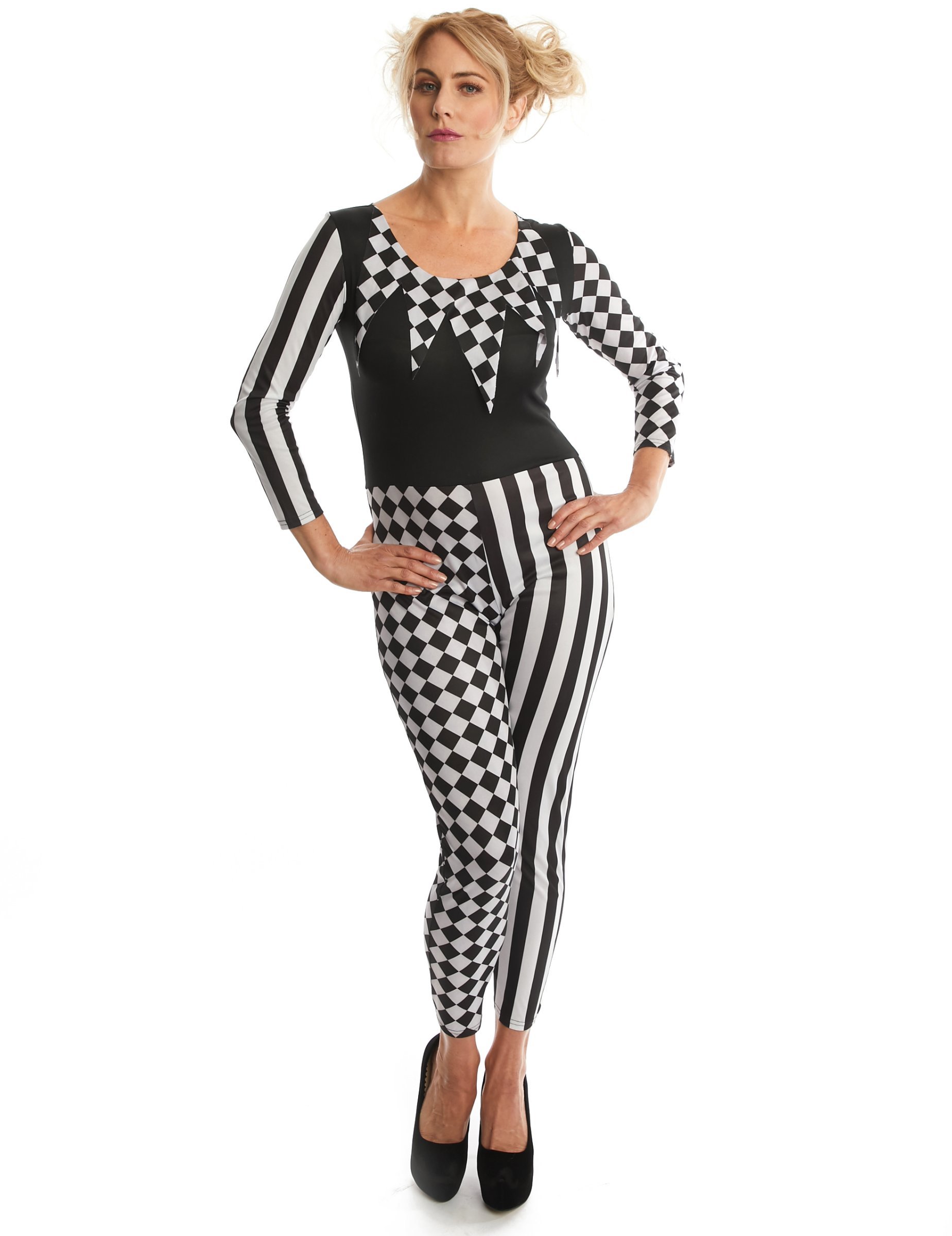 Harlekin-Kostüm für Damen Narrenkostüm schwarz-weiss Harlekin-Kostüm für Damen Narrenkostüm schwarz-weiss von KARNEVAL-MEGASTORE