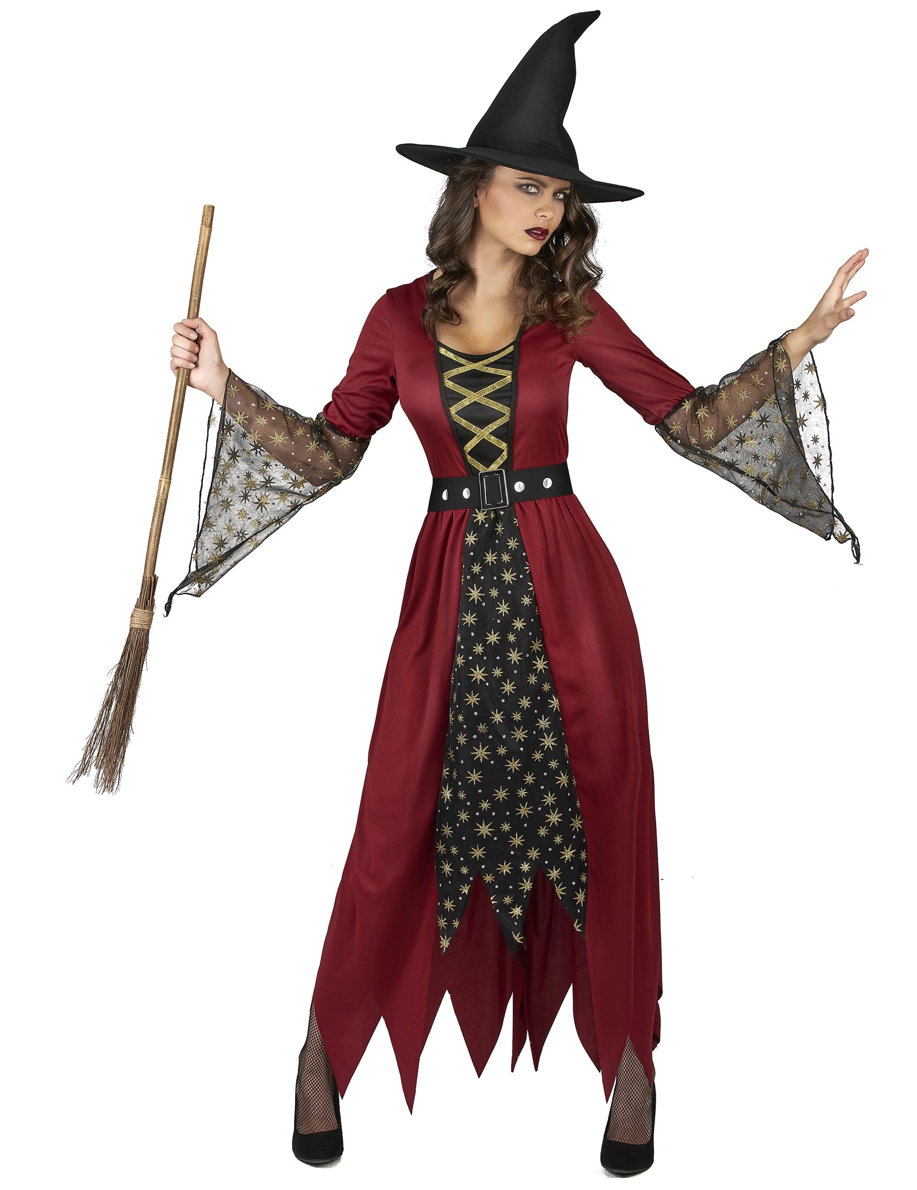 Hexen-Damenkostüm Zauberin rot-schwarz-gold Hexen-Damenkostüm Zauberin rot-schwarz-gold von KARNEVAL-MEGASTORE