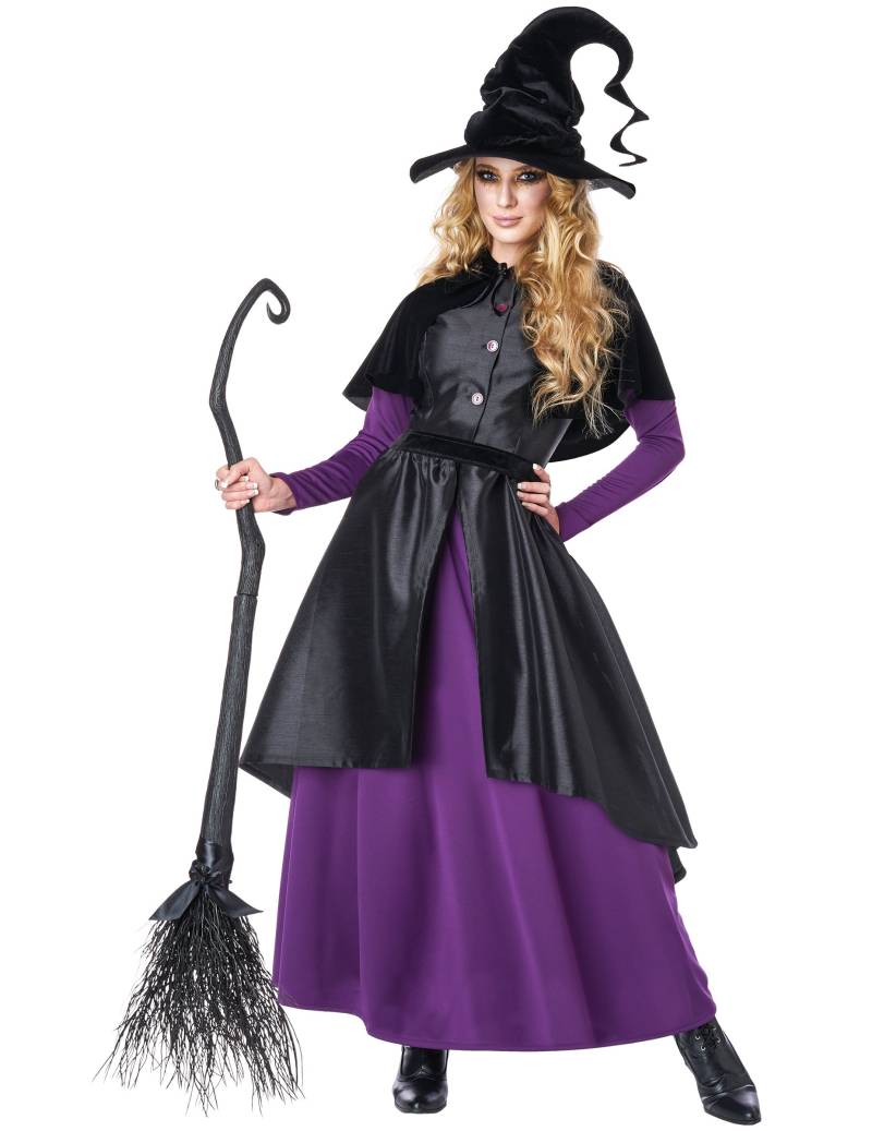 Hexenkostüm für Damen - Schwarz/Violett, Deluxe von KARNEVAL-MEGASTORE