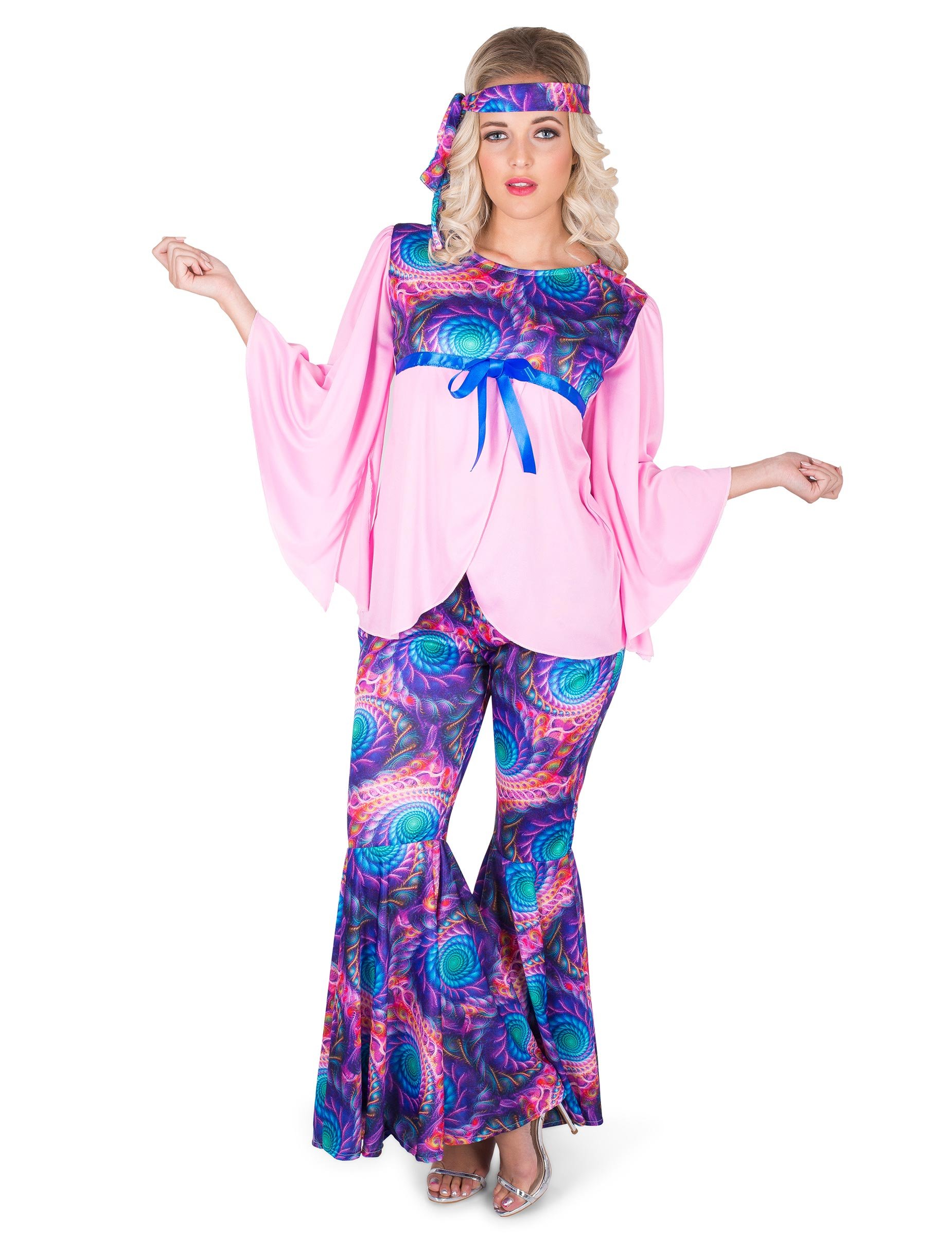 Hippie-Damenkostüm 70er Jahre bunt Hippie-Damenkostüm 70er Jahre bunt von KARNEVAL-MEGASTORE