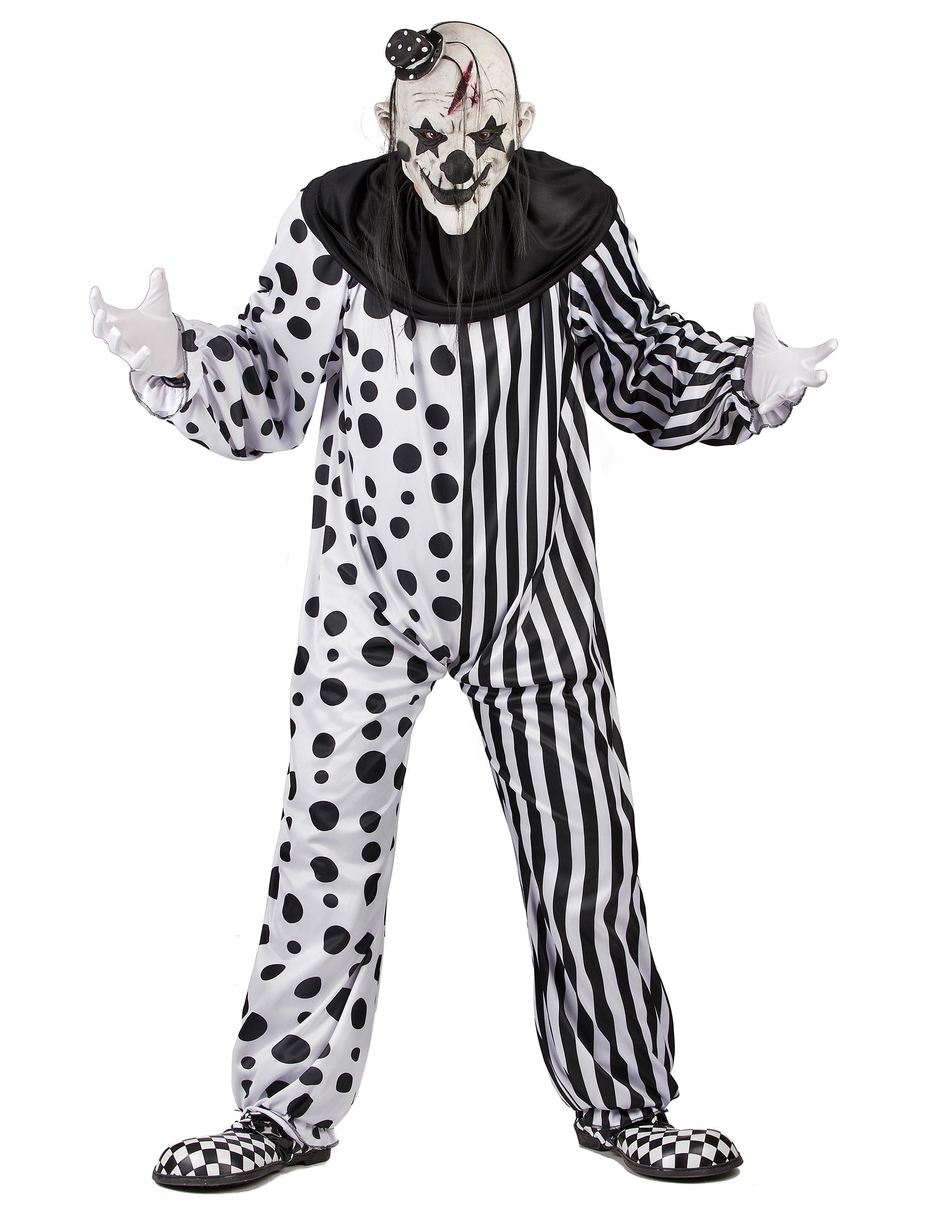 Horror-Clownkostüm für Herren Halloween-Kostüm schwarz-weiss Horror-Clownkostüm für Herren Halloween-Kostüm schwarz-weiss von KARNEVAL-MEGASTORE