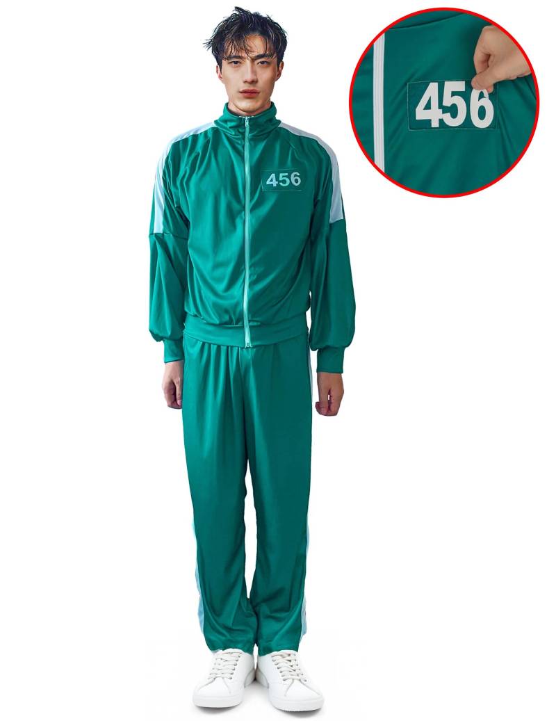 Horrorshow-Teilnehmer Halloween-Kostüm für Erwachsene mit individueller Nummer grün-weiß Horrorshow-Teilnehmer Halloween-Kostüm für Erwachsene mit individueller Nummer grün-weiß von KARNEVAL-MEGASTORE