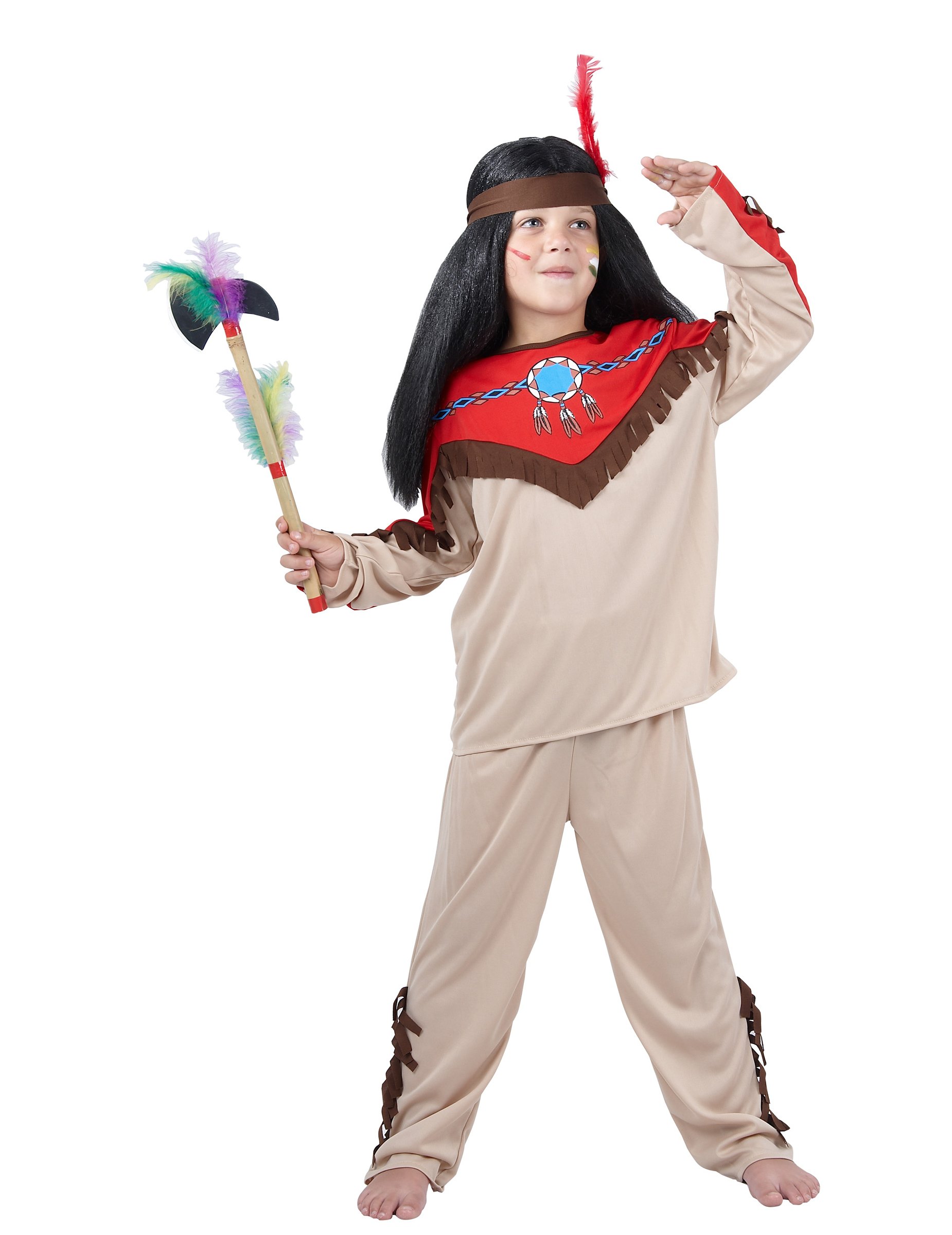 Indianer-Kinderkostüm Western-Kostüm beige-rot-braun von KARNEVAL-MEGASTORE