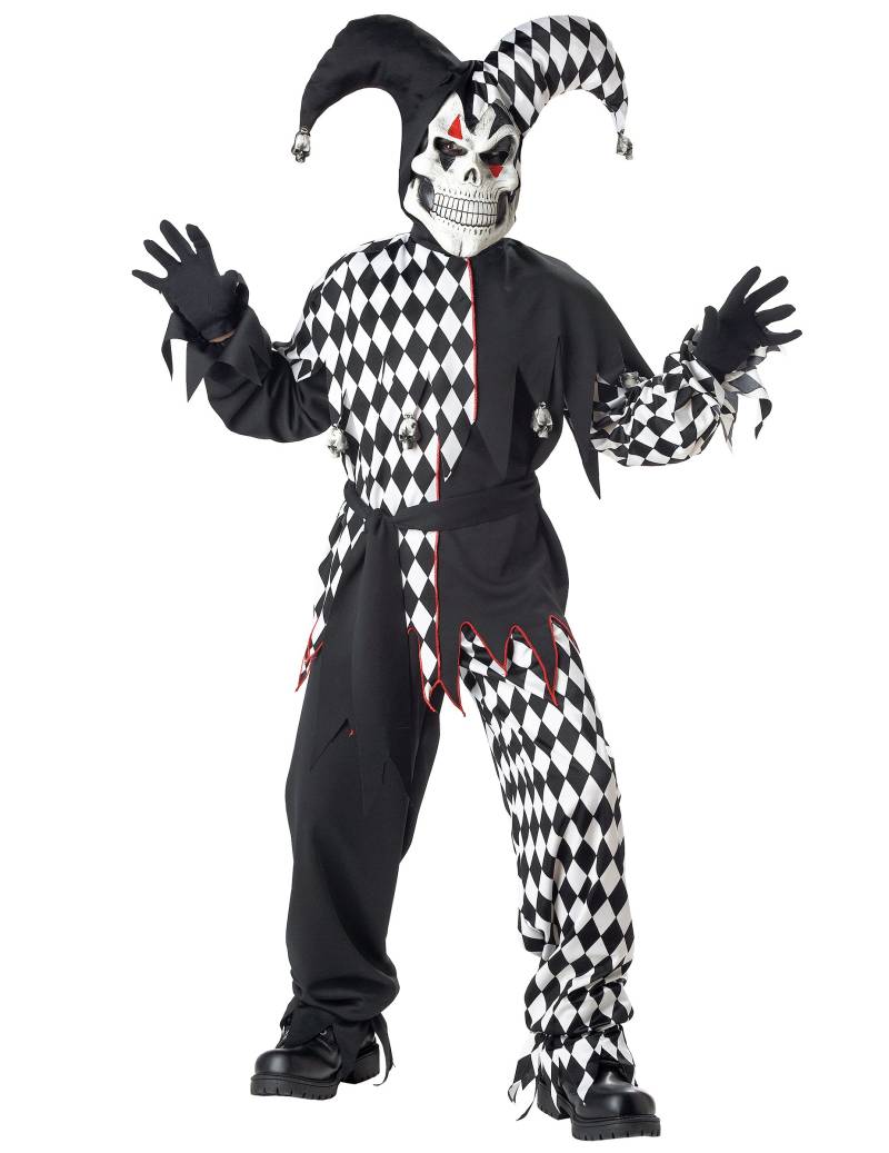 Joker-Kostüm für Kinder Halloweenkostüm schwarz-weiß von KARNEVAL-MEGASTORE