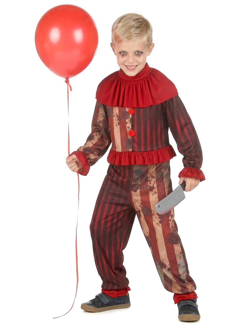 Killerclown Halloween-Kostüm für Jungen rot-schwarz-weiß von KARNEVAL-MEGASTORE