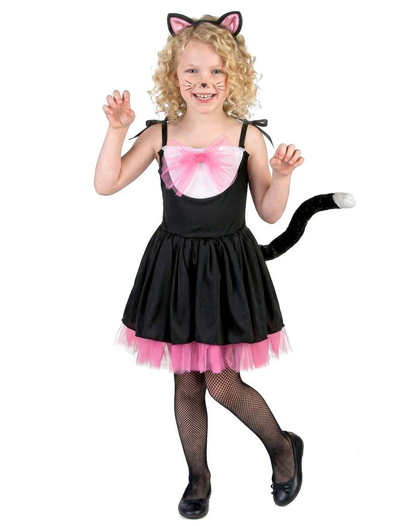 Kleine Katze Tier-Kinderkostüm schwarz-rosa von KARNEVAL-MEGASTORE