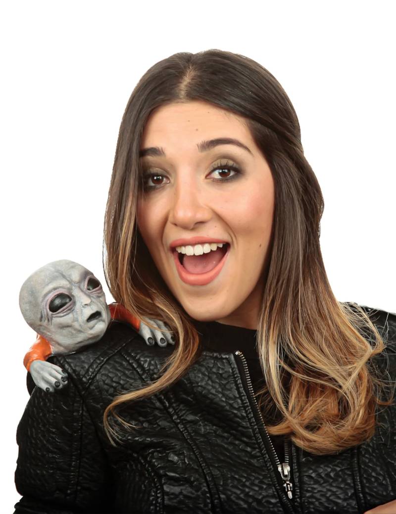 Kleiner Alien für die Schulter Kostümaccessoire Halloween von KARNEVAL-MEGASTORE