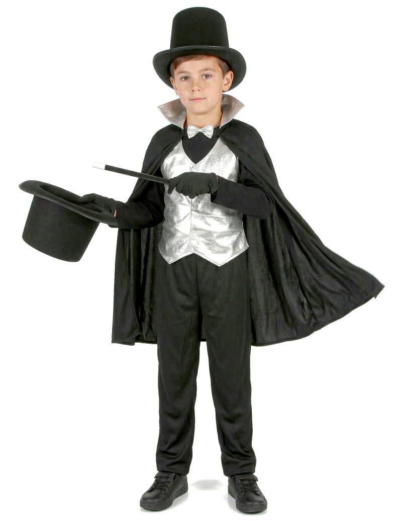 Kleiner Zauberer Magier Kinderkostüm für Jungen schwarz-silber Kleiner Zauberer Magier Kinderkostüm für Jungen schwarz-silber von KARNEVAL-MEGASTORE