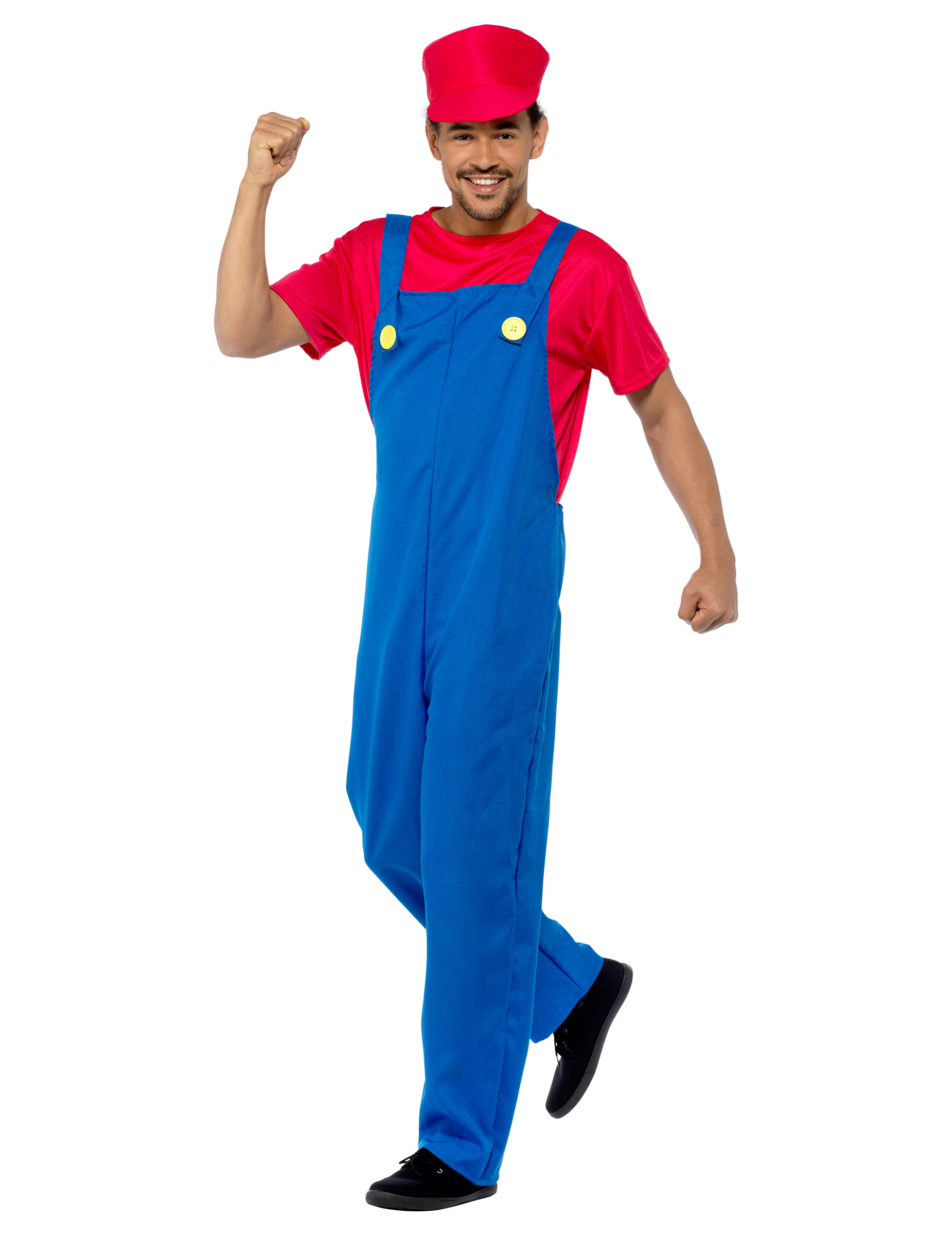 Klempner Erwachsenenkostüm Videospiel Verkleidung rot-blau von KARNEVAL-MEGASTORE