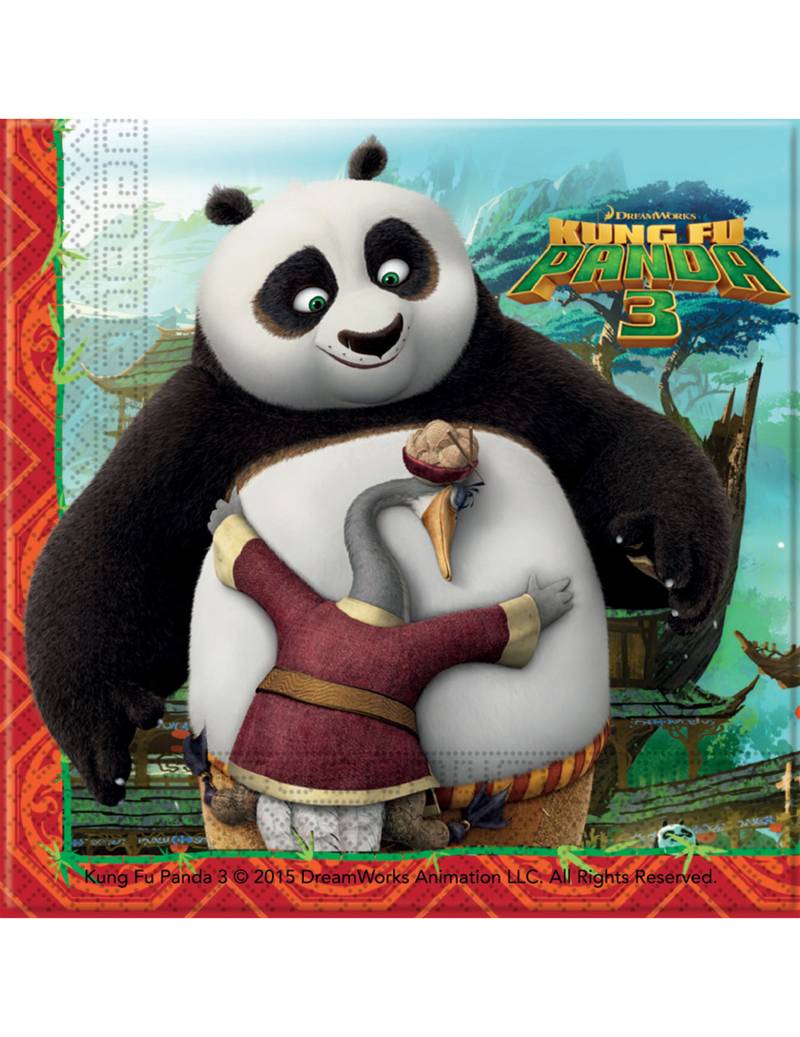 Kung Fu Panda 3-Servietten Tischdeko 20 Stück bunt 33x33cm von KARNEVAL-MEGASTORE