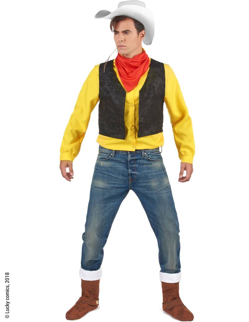 Lucky Luke-Lizenzkostüm Cowboy-Herrenkostüm gelb-schwarz-rot von KARNEVAL-MEGASTORE