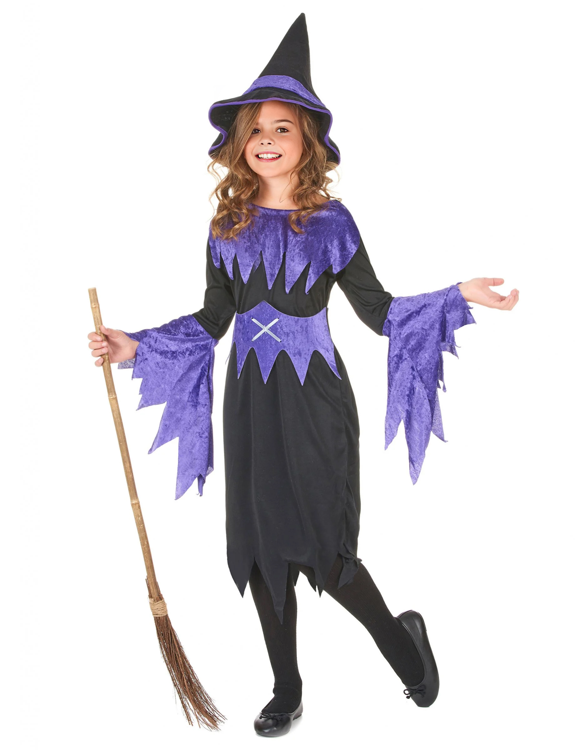 Magische Hexe Kinderkostüm Märchen schwarz-lila von KARNEVAL-MEGASTORE