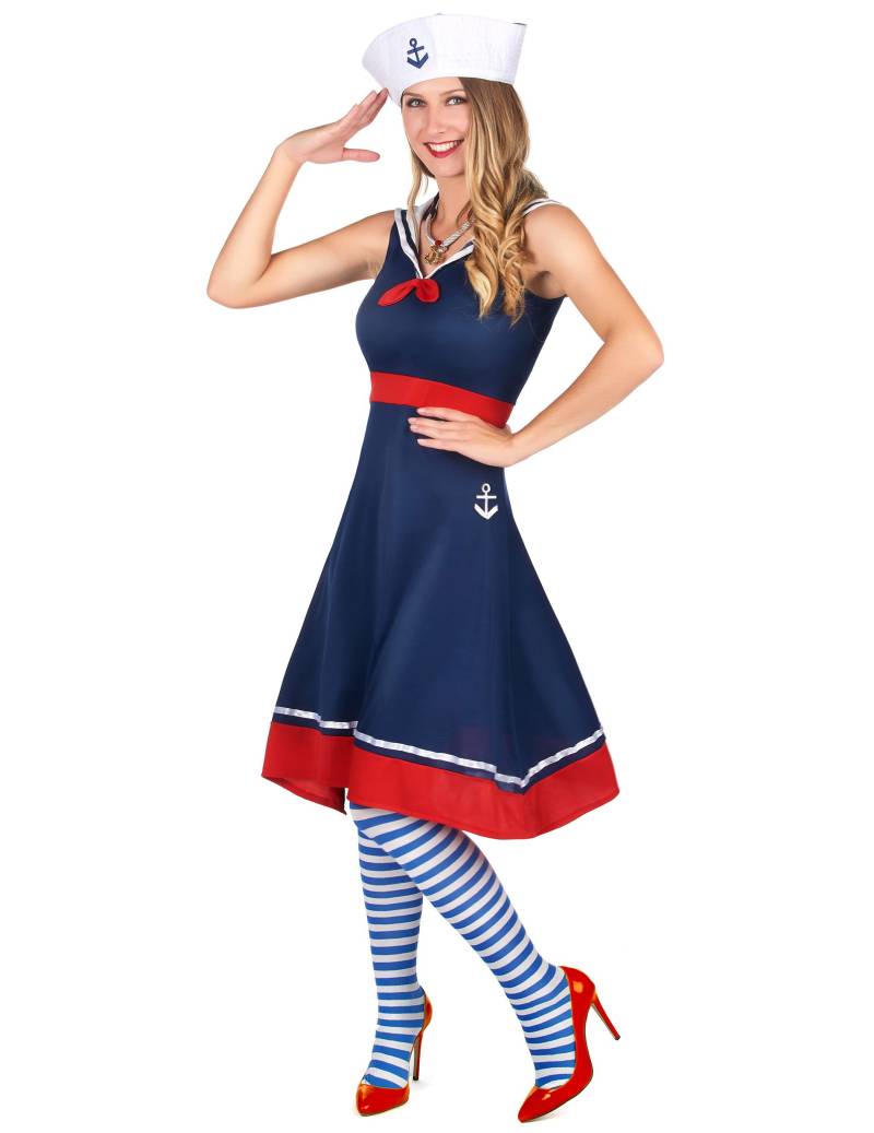Marine-Kostüm für Damen Faschingskostüm blau-rot-weiss von KARNEVAL-MEGASTORE