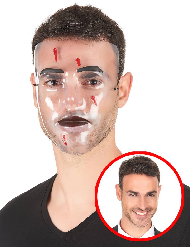 Maske mit Einschusslöchern für Erwachsene transparent von KARNEVAL-MEGASTORE